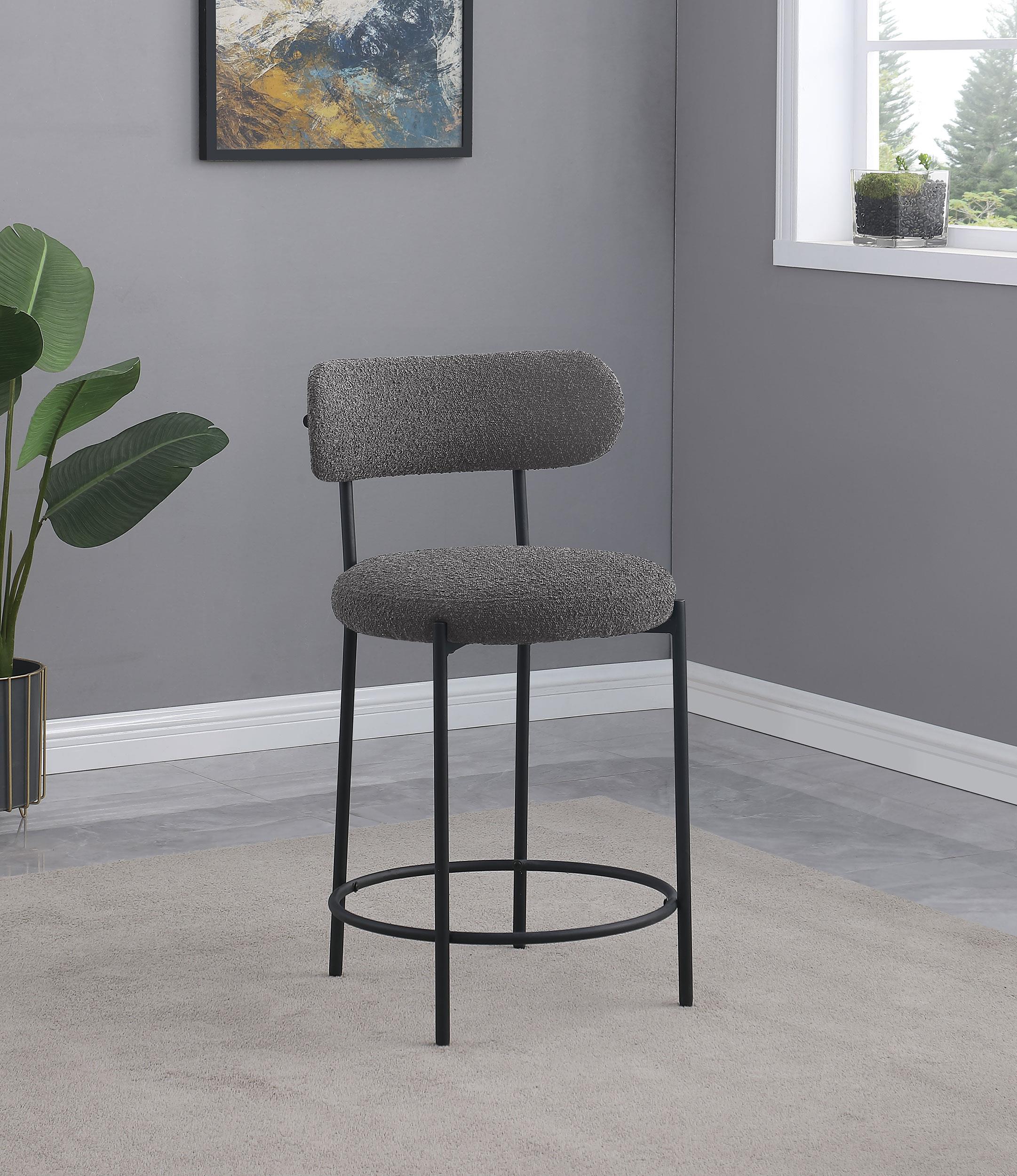 Viola Boucle Upholstered Counter Stool Black (Set of 2) - 108198