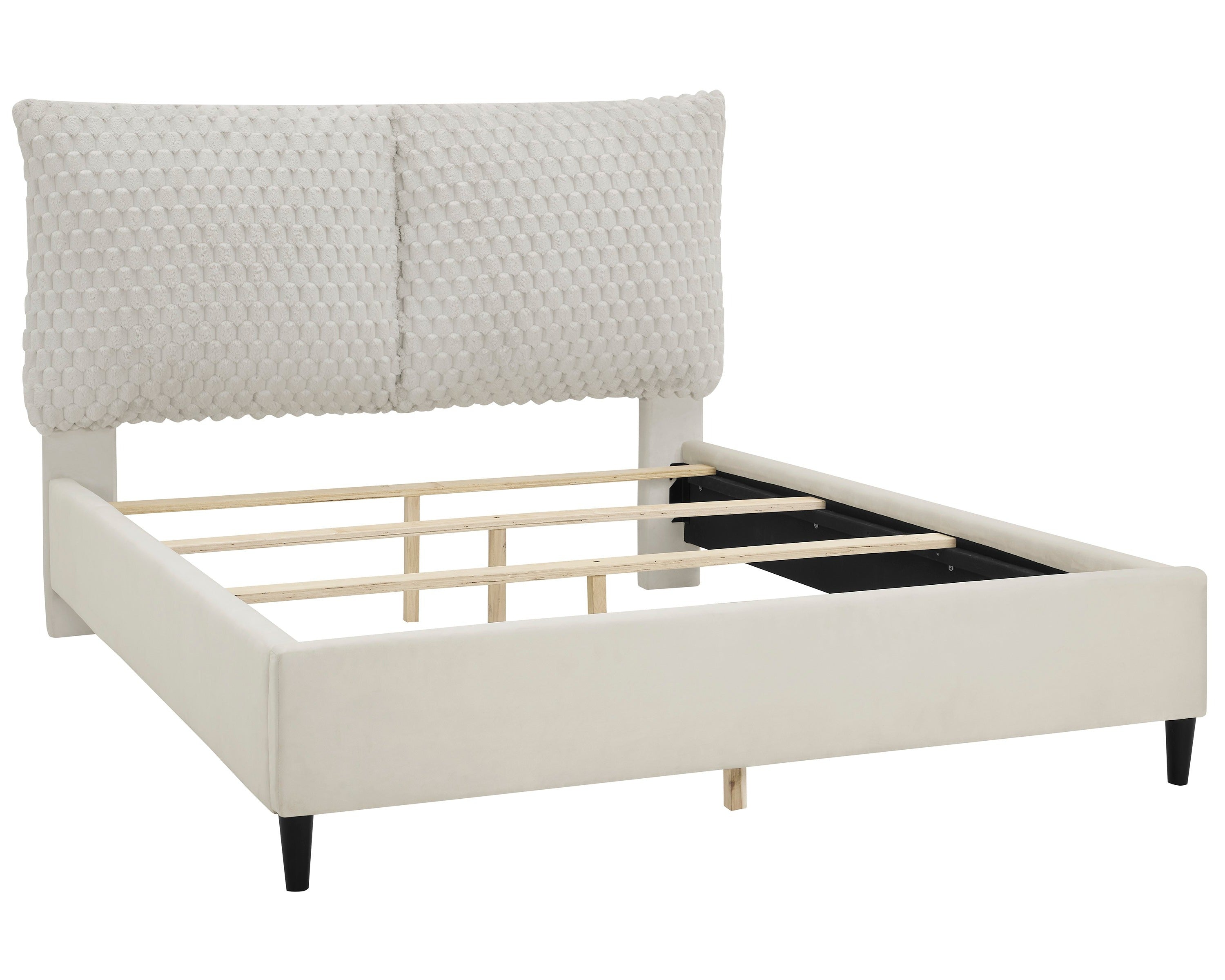 Violet Whote Dove King Upholstered Bed - SET | 5113WH-K-HB | 5113WH-K-FBRL - Bien Home Furniture &amp; Electronics