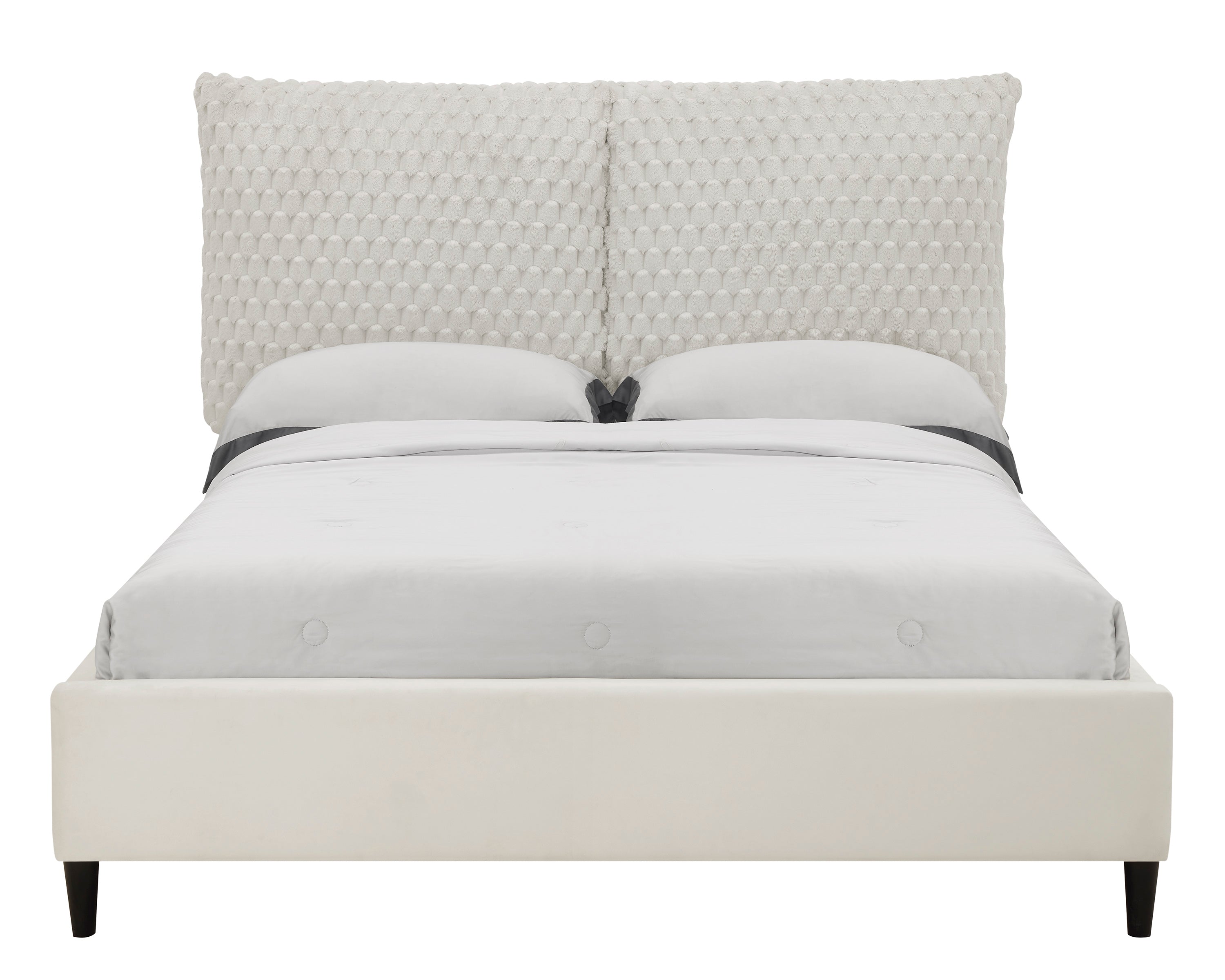 Violet Whote Dove Queen Upholstered Bed - SET | 5113WH-Q-HB | 5113WH-Q-FBRL - Bien Home Furniture &amp; Electronics