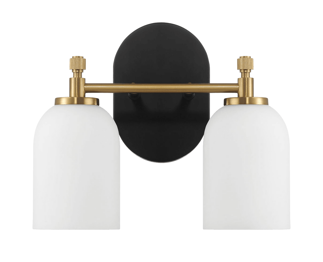 Vortex Two Lights Vanity in Traditional Style for Over Bathroom Mirror Wall Sconce 12.25"W × 10.125"H × 5.5"E With White Frosted Glass - WLL03901301