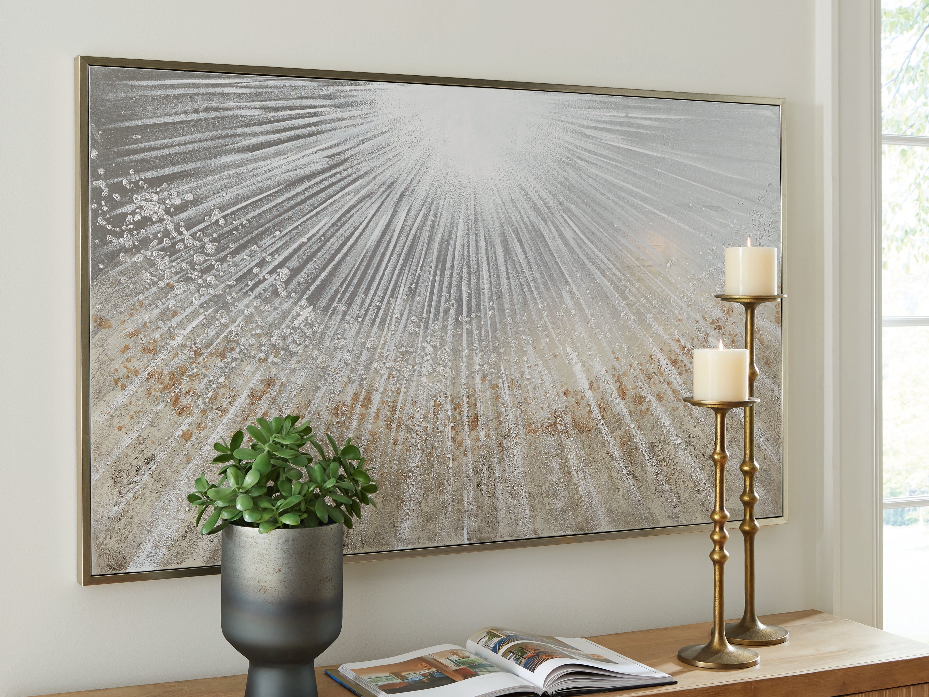 Waldard Gray/Taupe/White Wall Art - A8000501