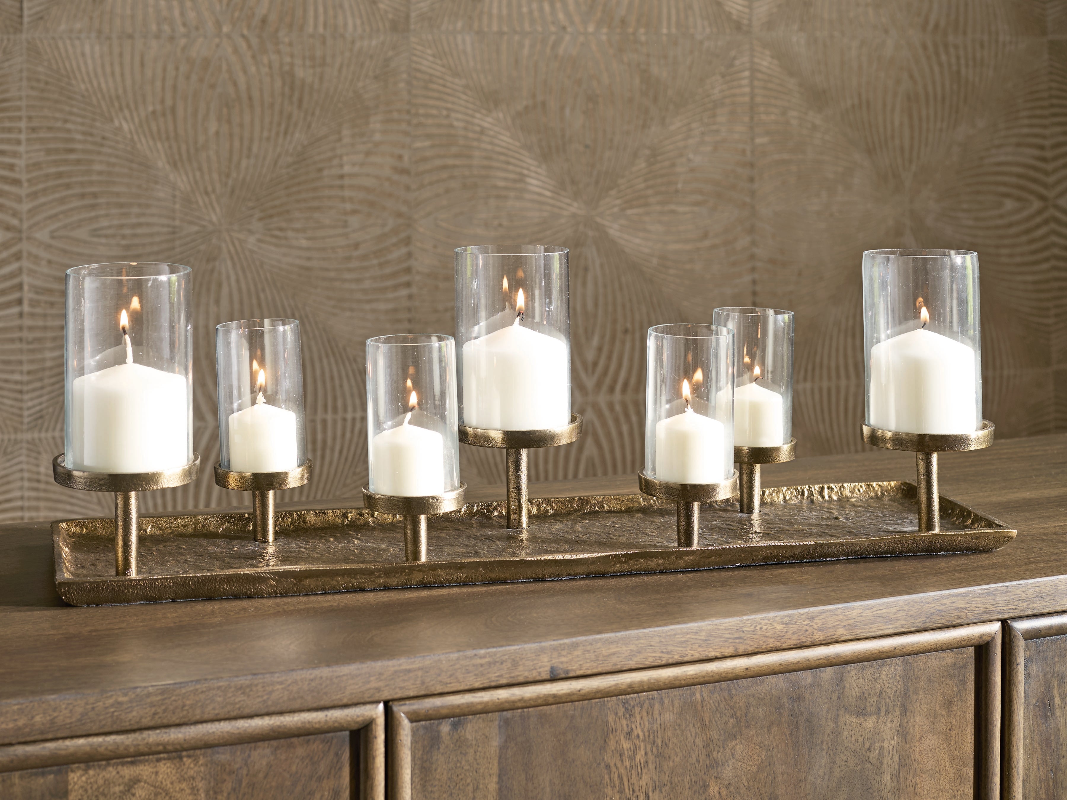 Wallmond Antique Brass Finish Candle Holder - A2000820