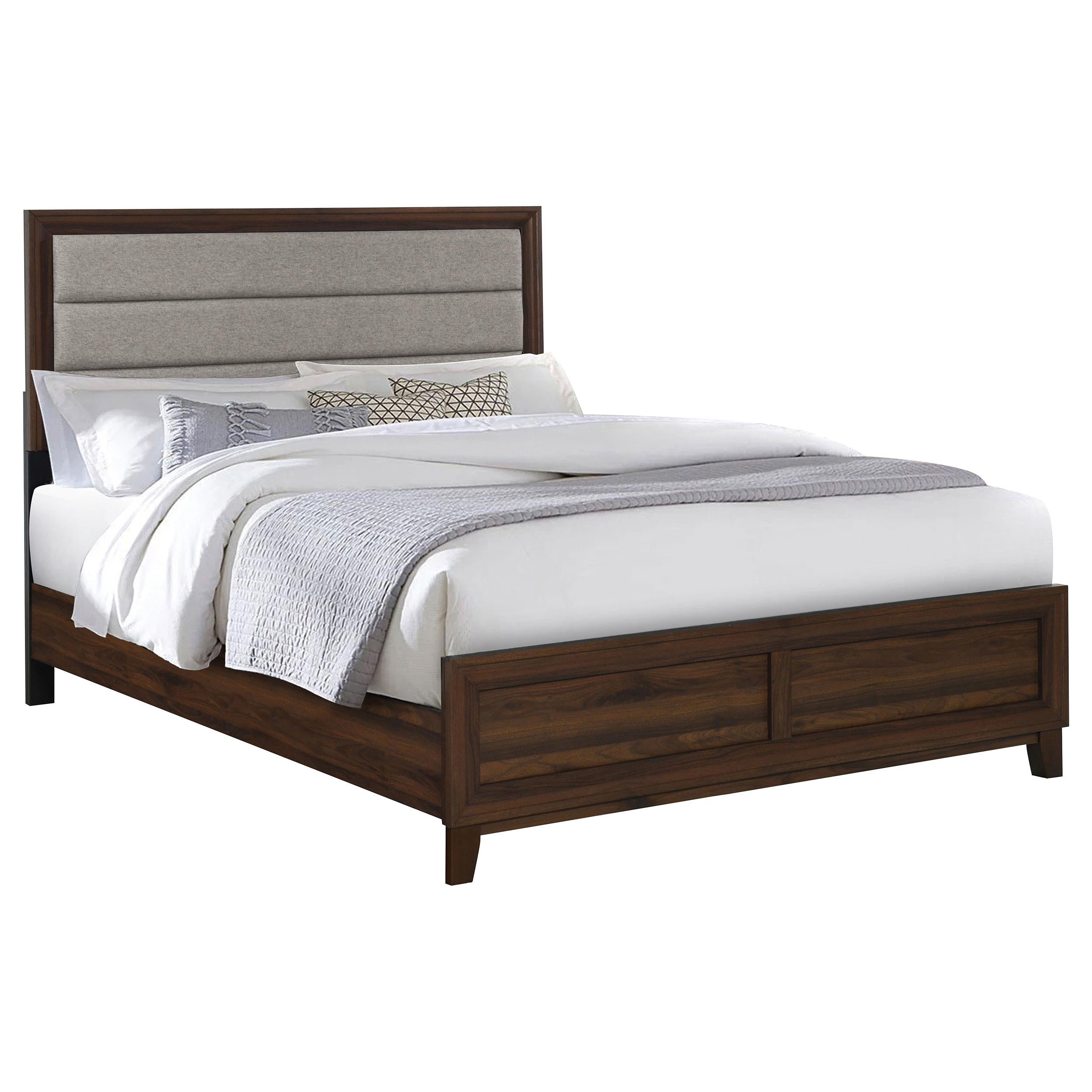 Welsley 50-inch Upholstered California King Bed Walnut - 223441KW