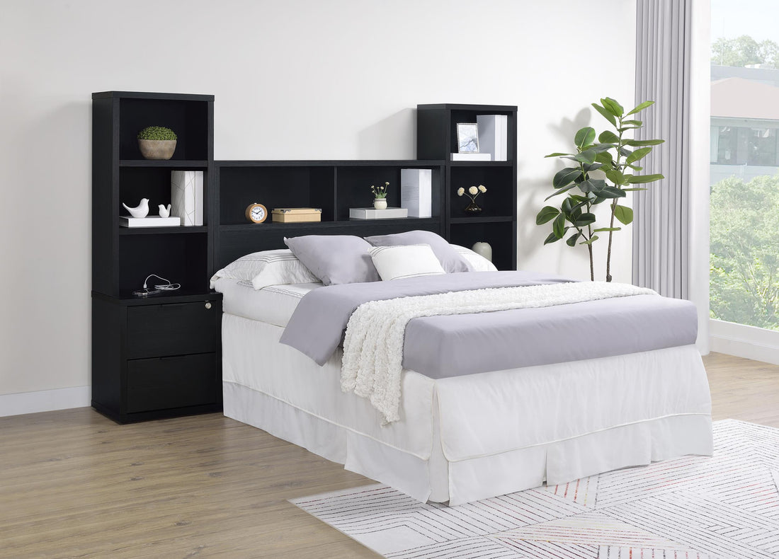 Westpark 3-piece Full Bedroom Set Bookcase Headboard Black - 315851F-SET