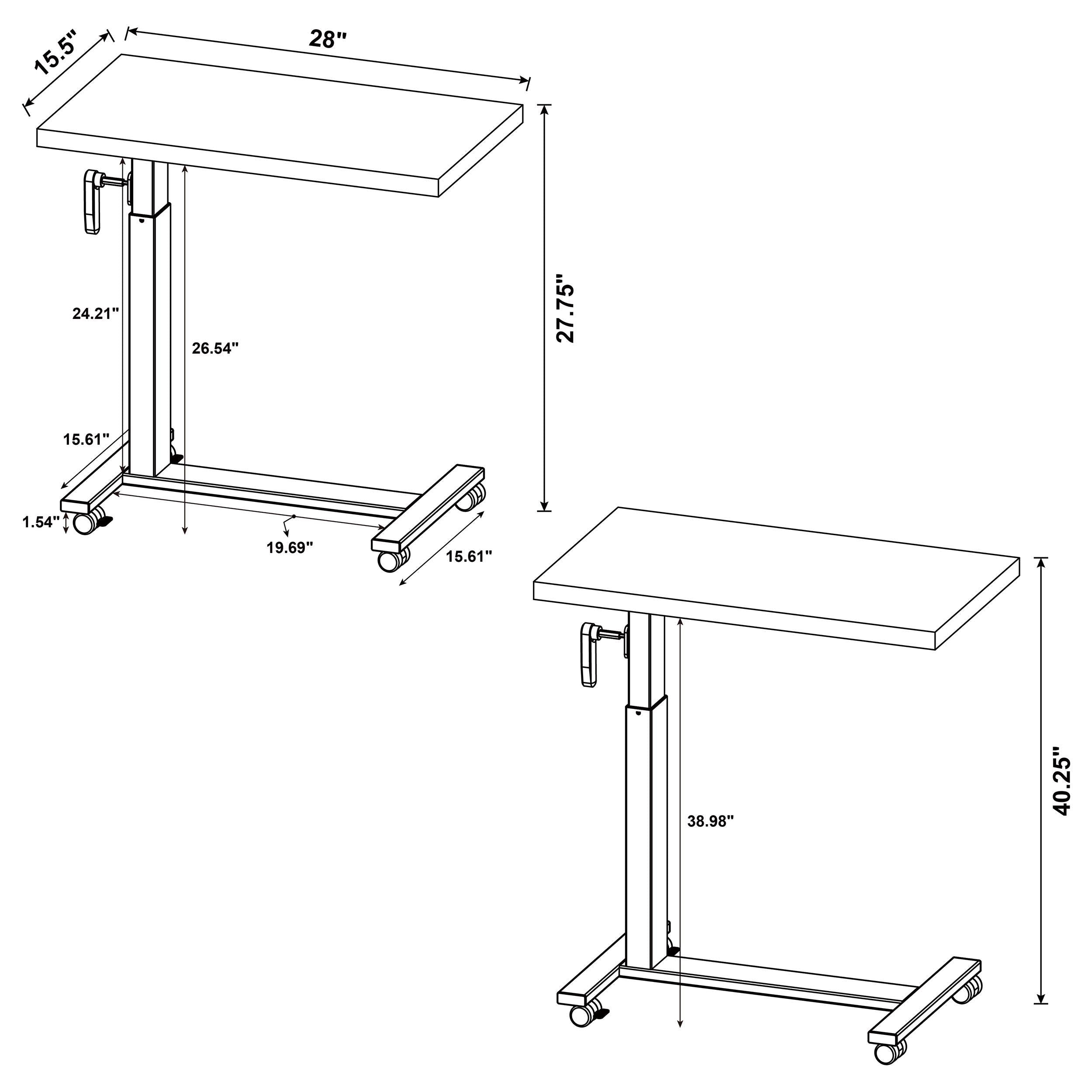 Westpark Height Adjustable Mobile Bedroom C-Table Black - 315856