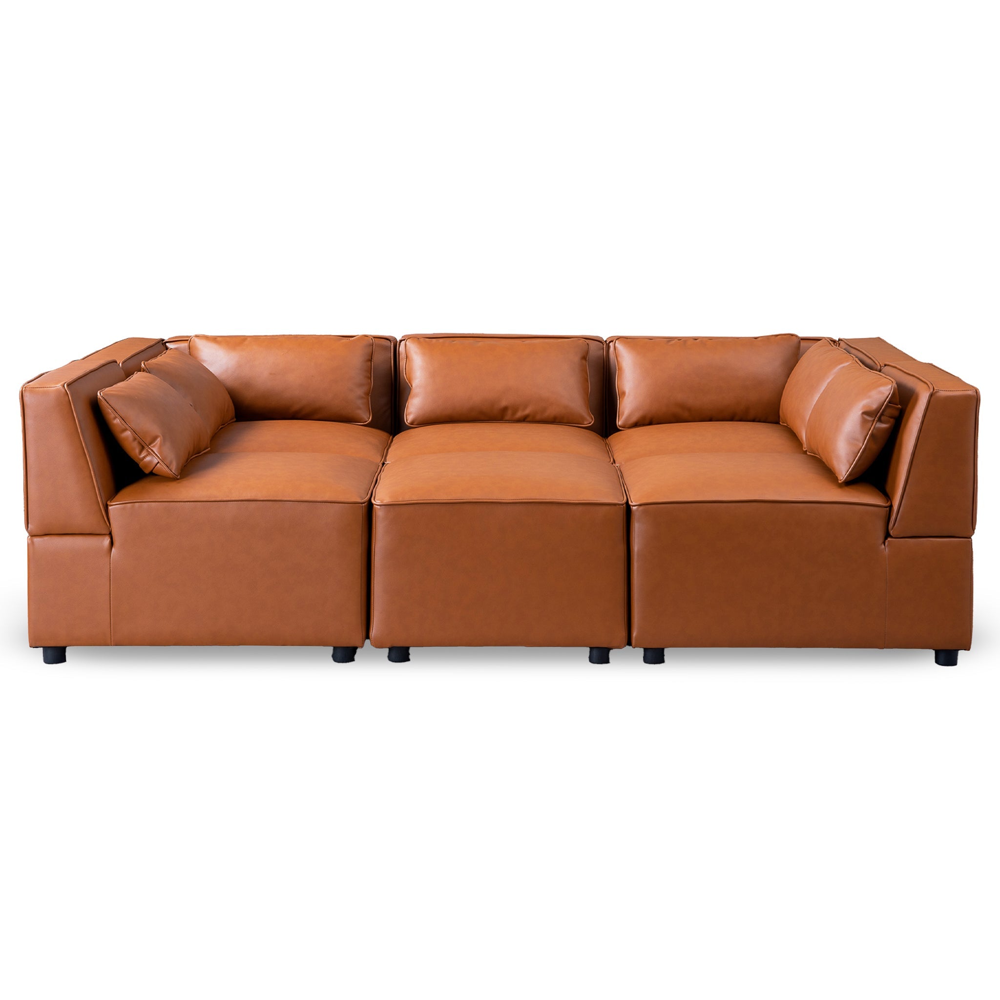 Wexford Cognac Vegan Leather Modular Sofa - MSC00300701