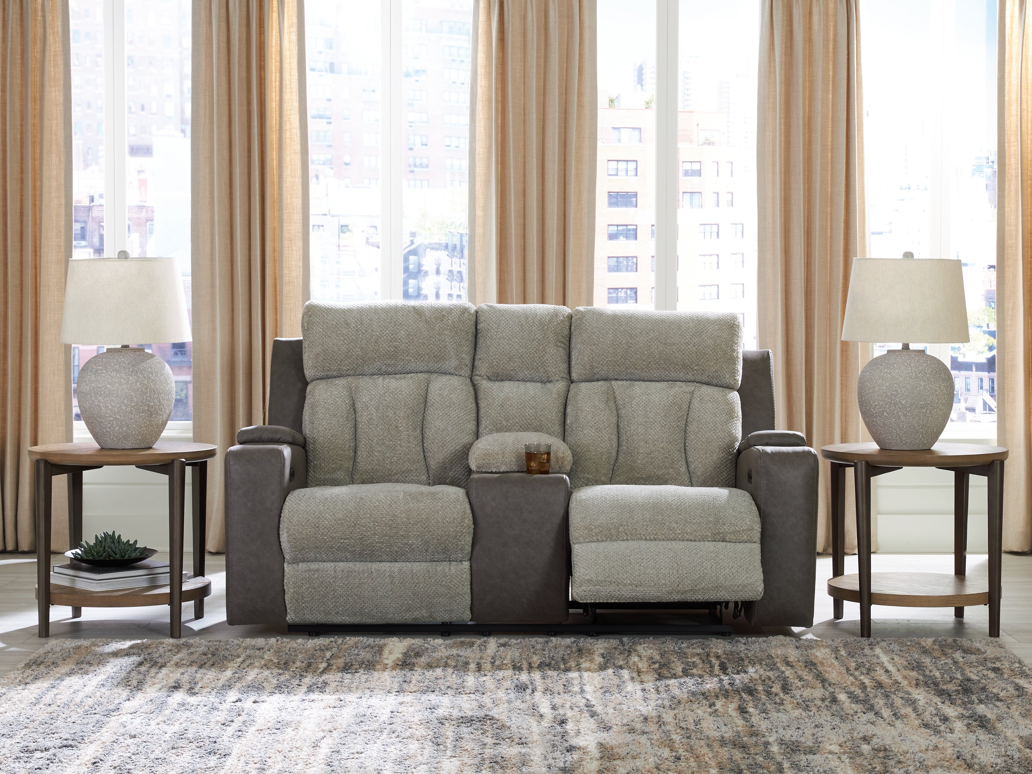 WhipLash Sisal Power Reclining Loveseat with Console - PC6320418