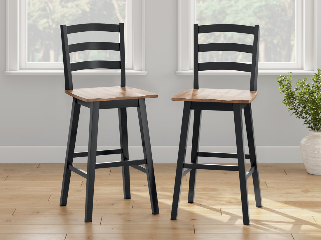 Wildenauer Brown/Black Bar Height Bar Stool, Set of 2 - D634-230