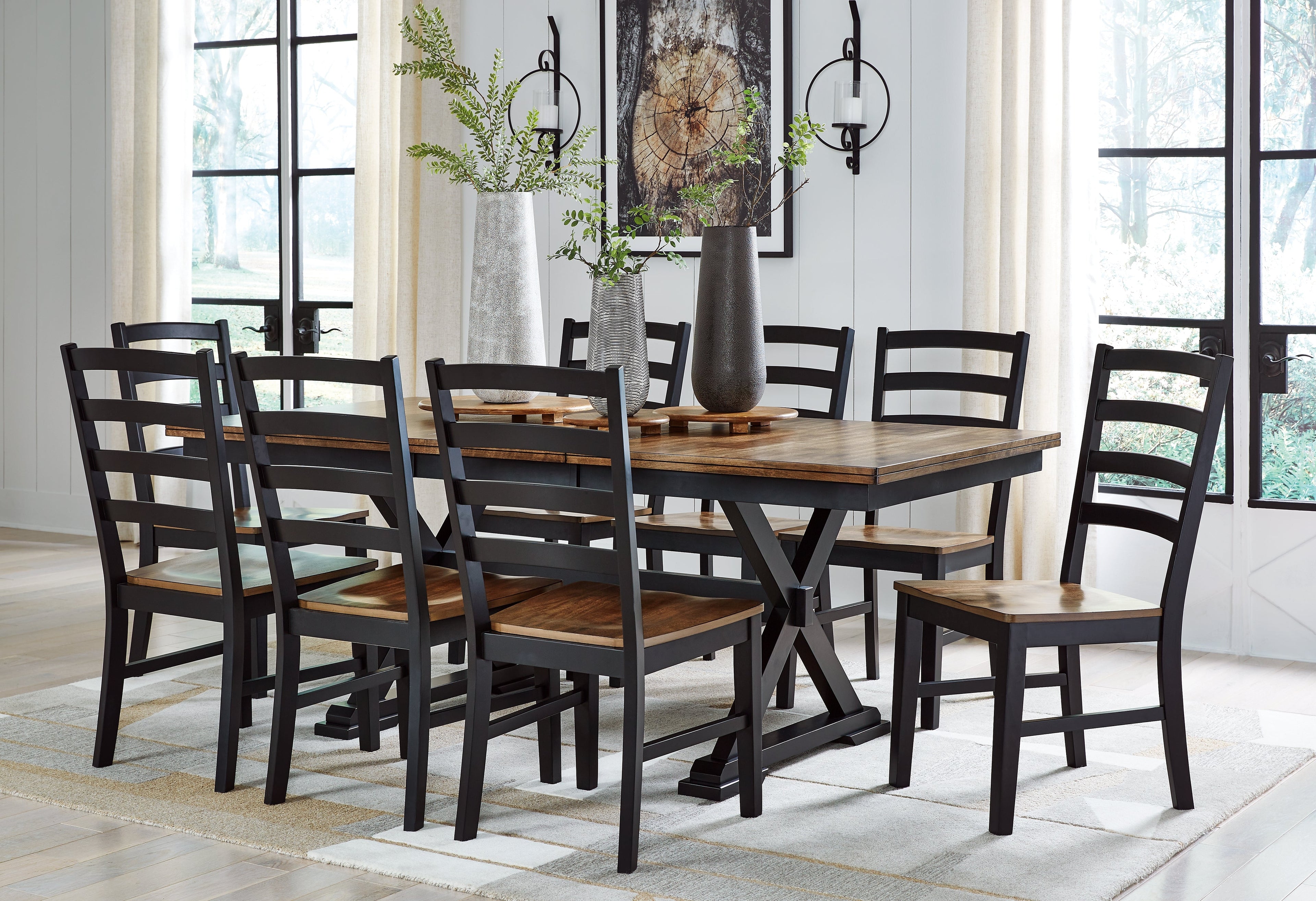 Wildenauer Dining Table and 8 Chairs in Brown/Black from Ashley - Luna Furniture