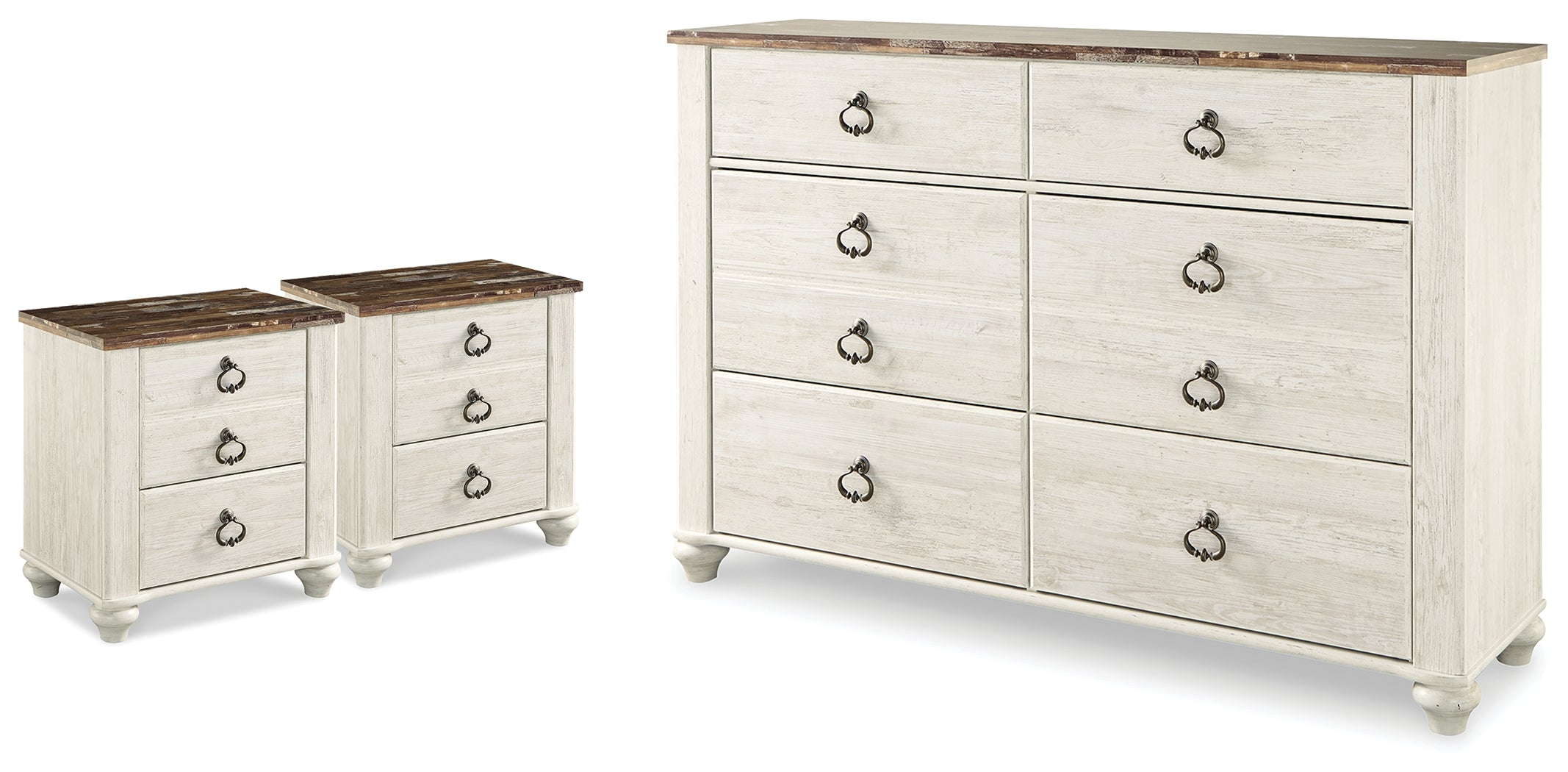 Willowton Dresser and 2 Nightstands - B267B60