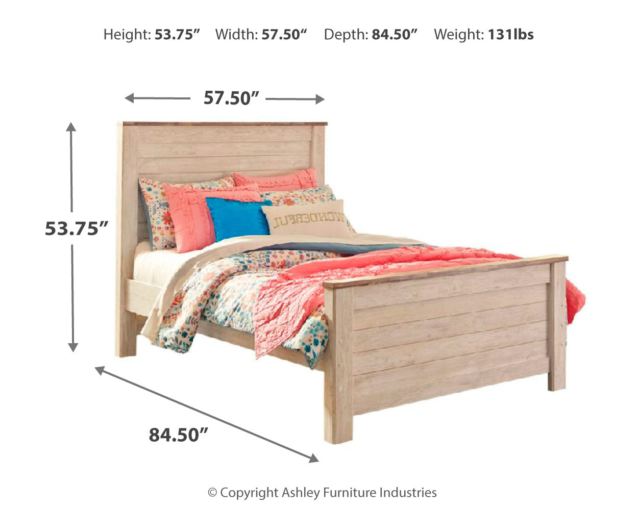 Willowton Full Panel Bed, Dresser, Mirror, Chest and Nightstand - B267B64