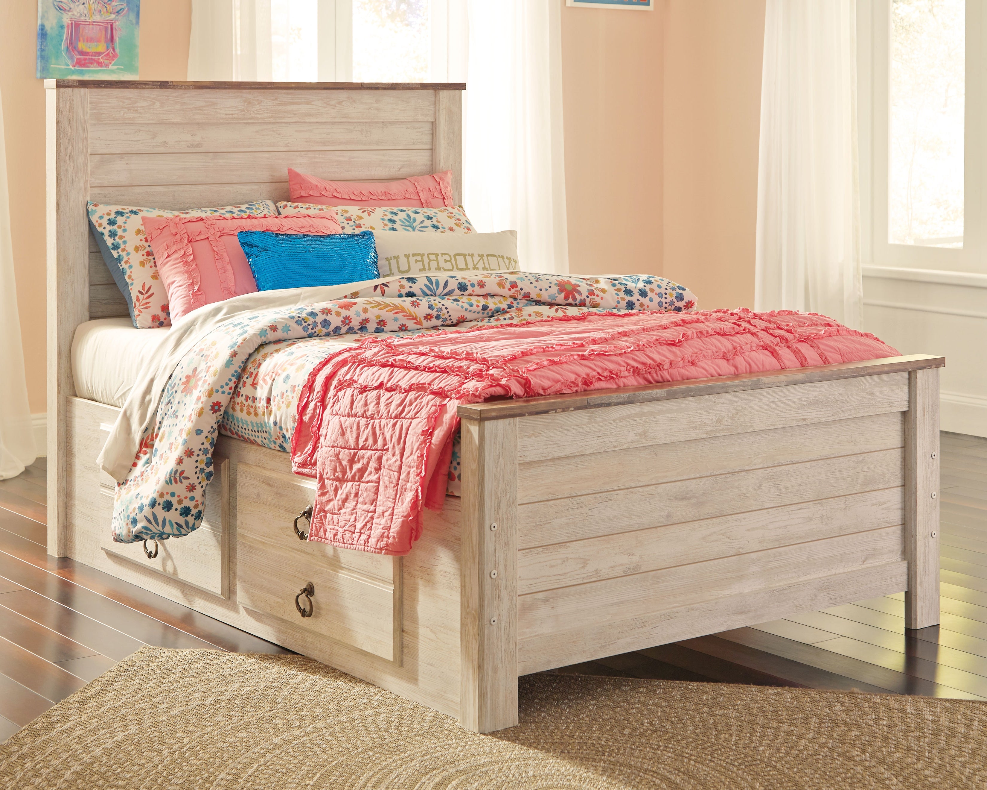 Willowton Full Panel Bed with Storage and Nightstand - B267B66