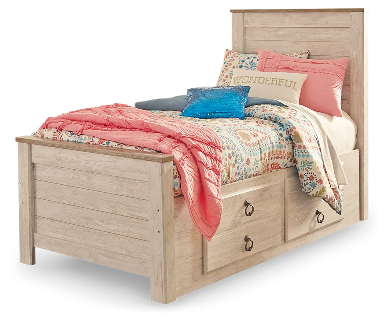 Willowton Twin Bed with Storage, Dresser, Mirror, Chest and Nightstand - B267B65