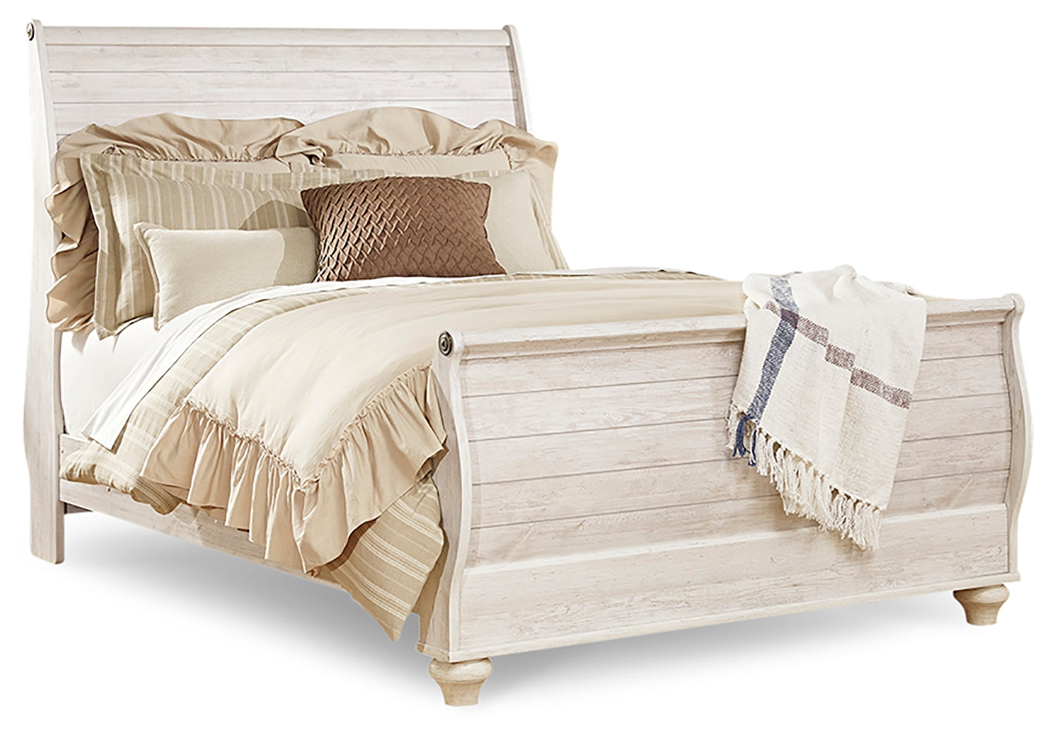 Willowton Whitewash Queen Bed, Dresser, Mirror and Chest - B267B58