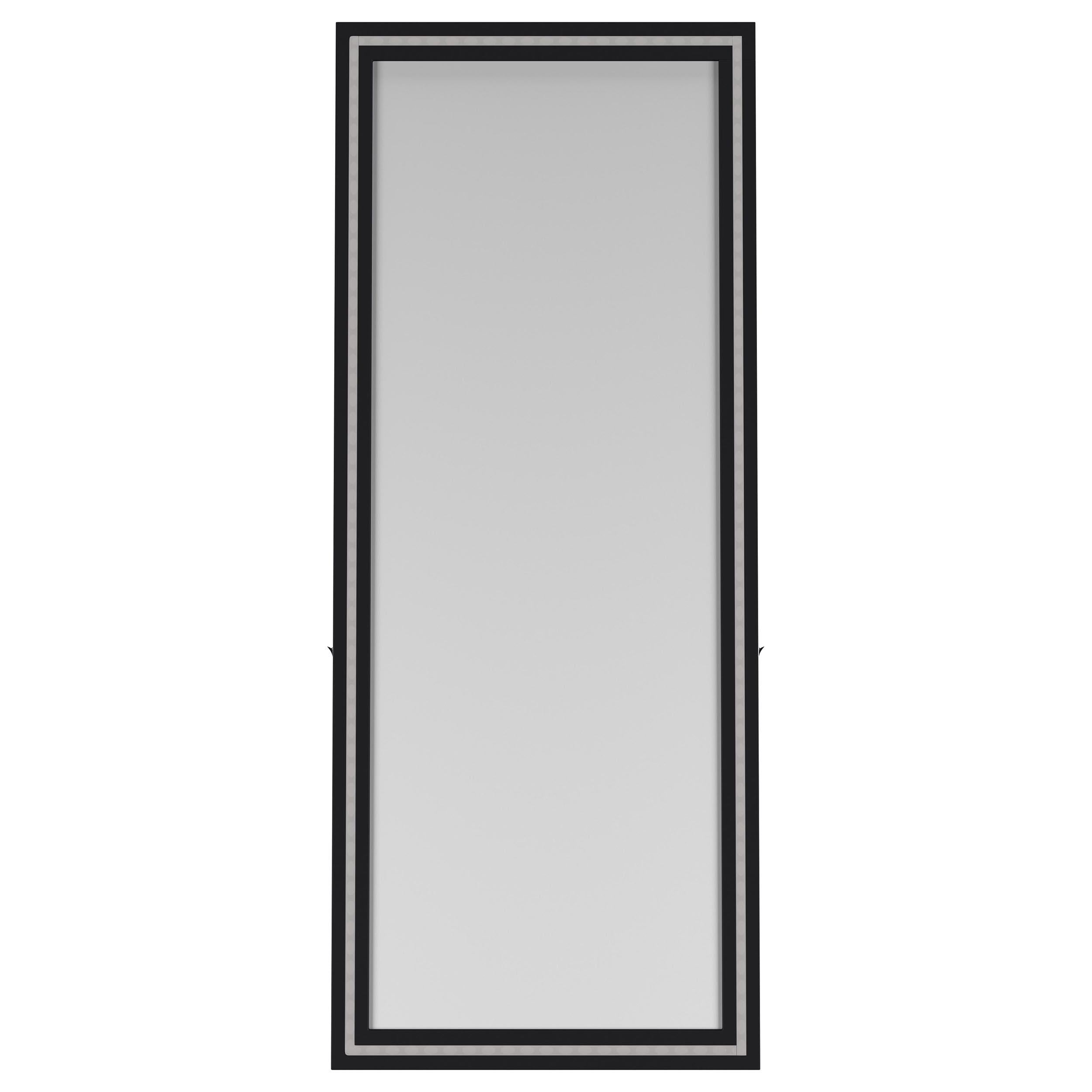 Windrose Full Length Floor Standing Tempered Mirror with LED Lighting Black - 960962