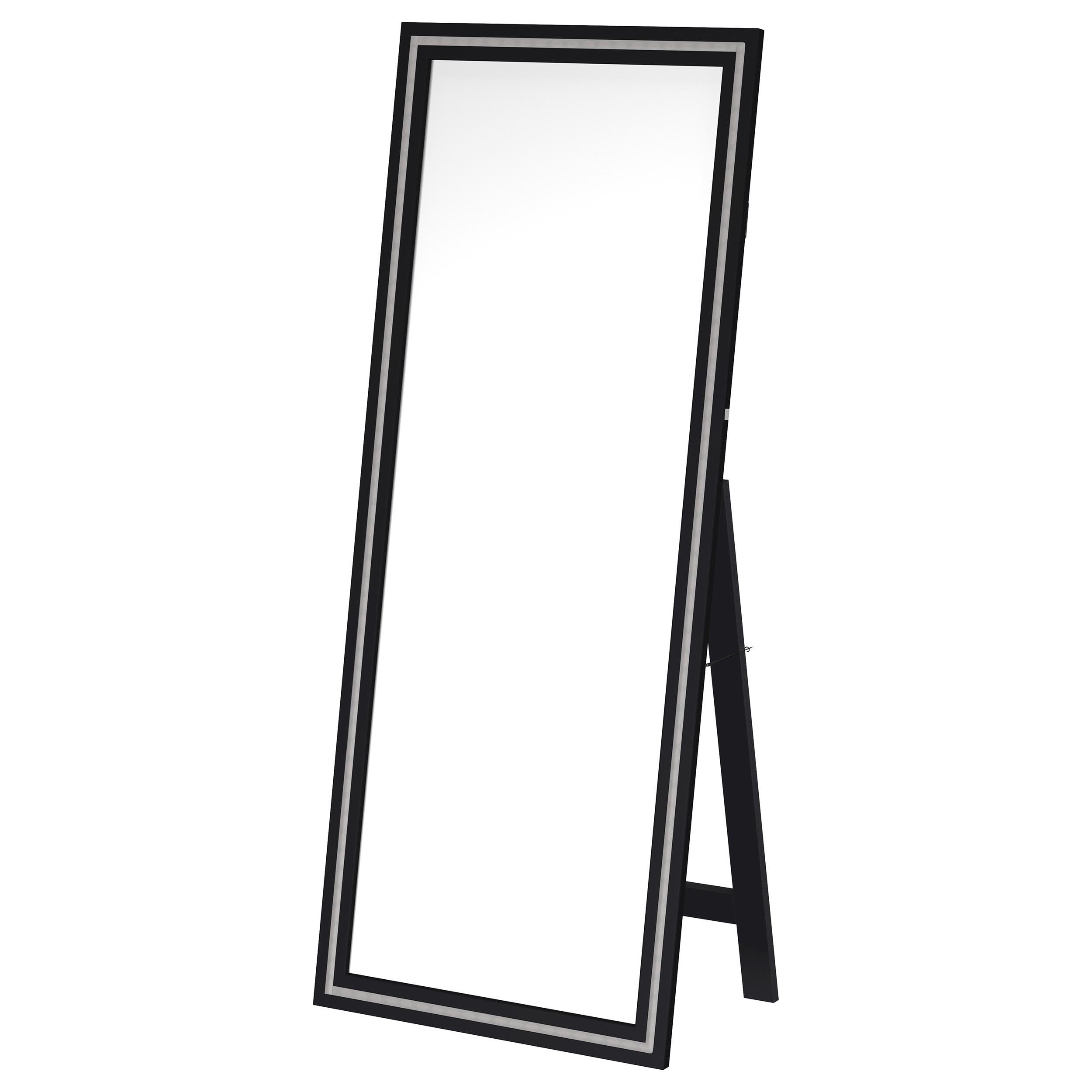 Windrose Full Length Floor Standing Tempered Mirror with LED Lighting Black - 960962