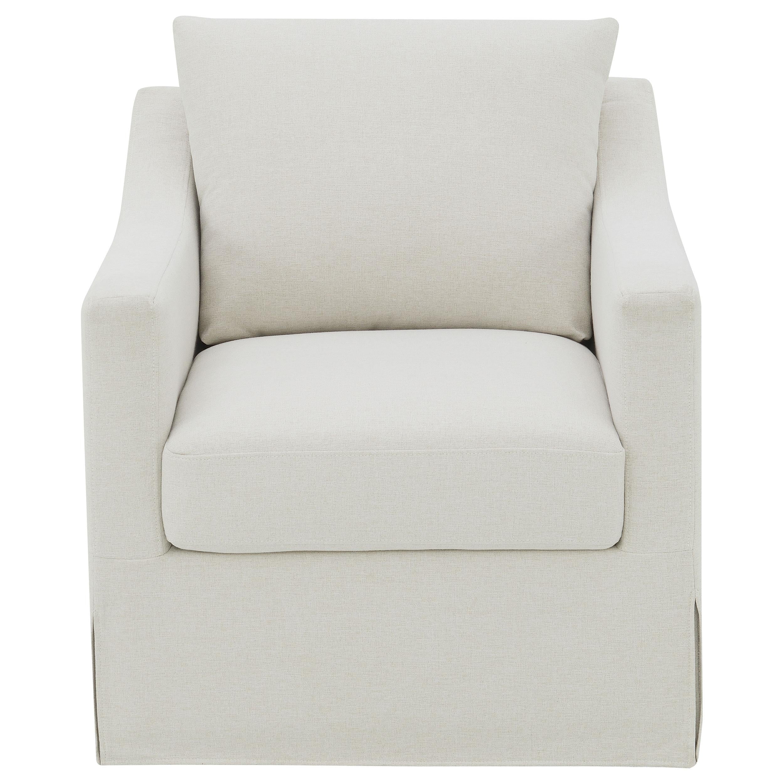 Winter Upholstered Sloped Arm Accent Swivel Chair Beige - 904133