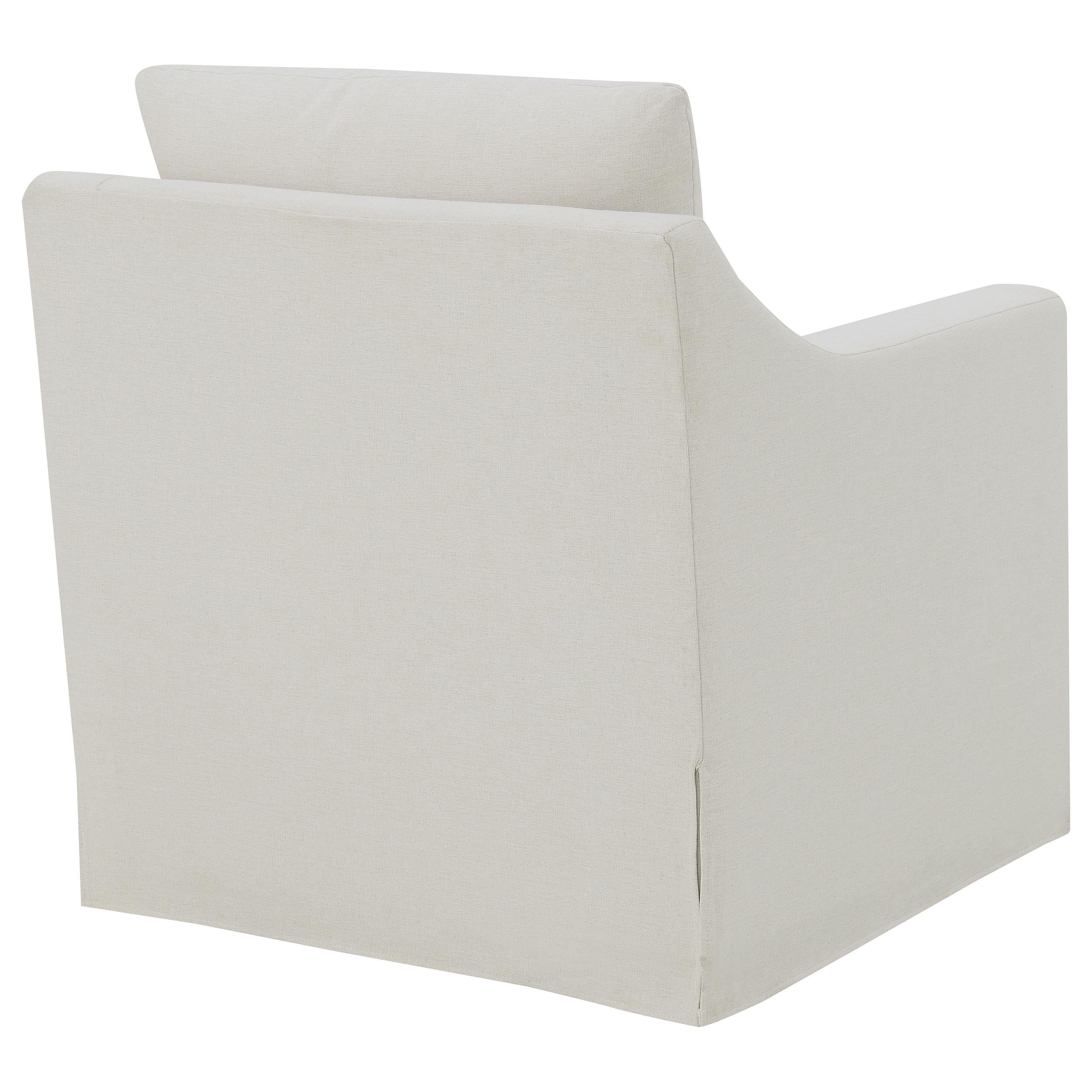 Winter Upholstered Sloped Arm Accent Swivel Chair Beige - 904133