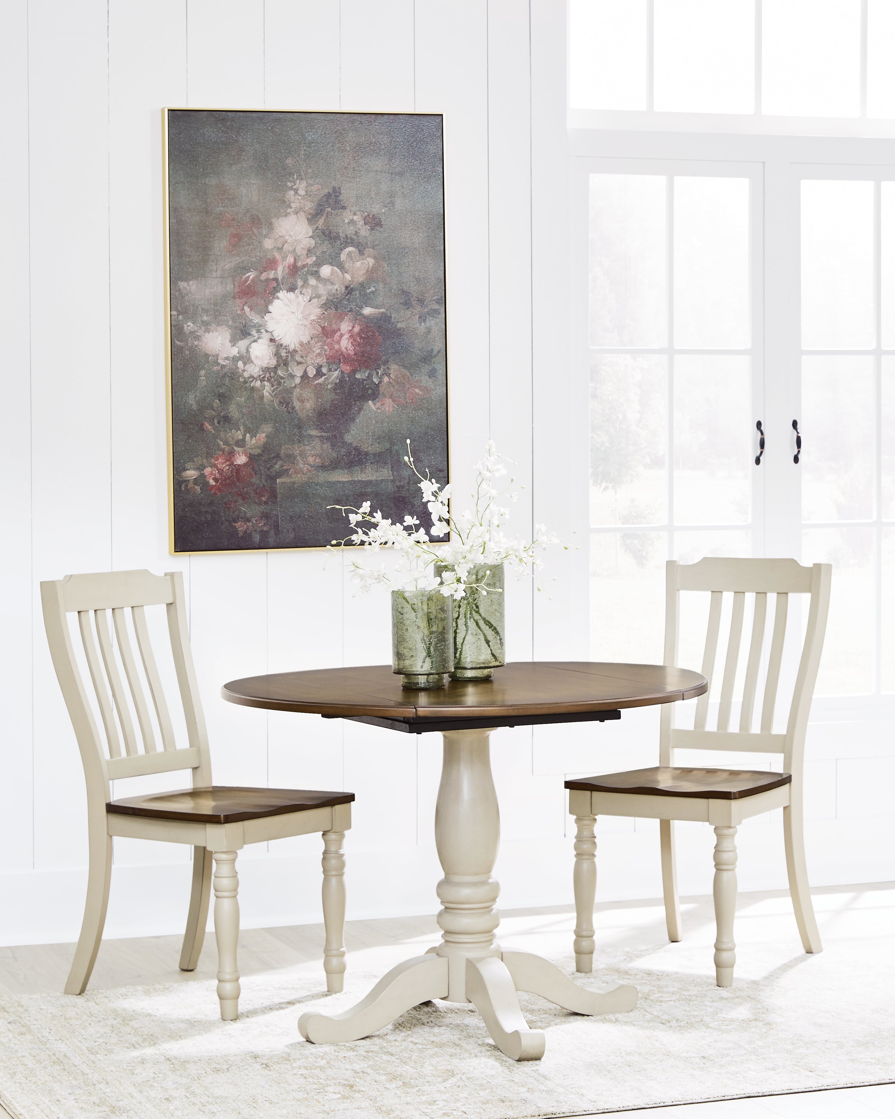 Wirloni Antique White/Brown Dining Chair, Set of 2 - PCD616-01