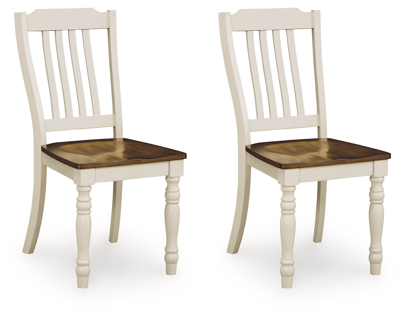 Wirloni Antique White/Brown Dining Chair, Set of 2 - PCD616-01