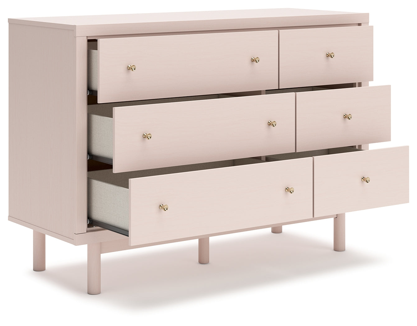 Wistenpine Full Upholstered Panel Bed with Dresser in Blush - PKG018726