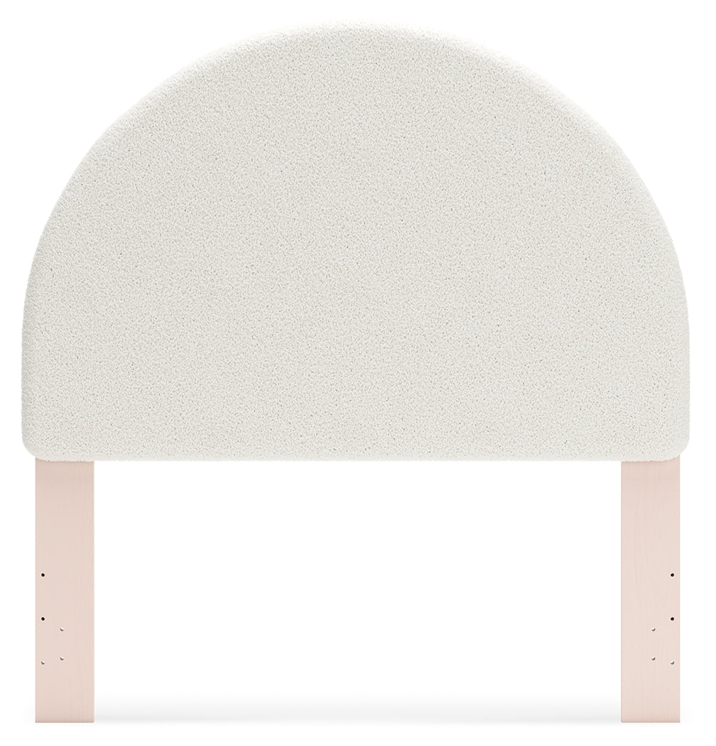 Wistenpine Full Upholstered Panel Headboard with Dresser in Blush - PKG018716
