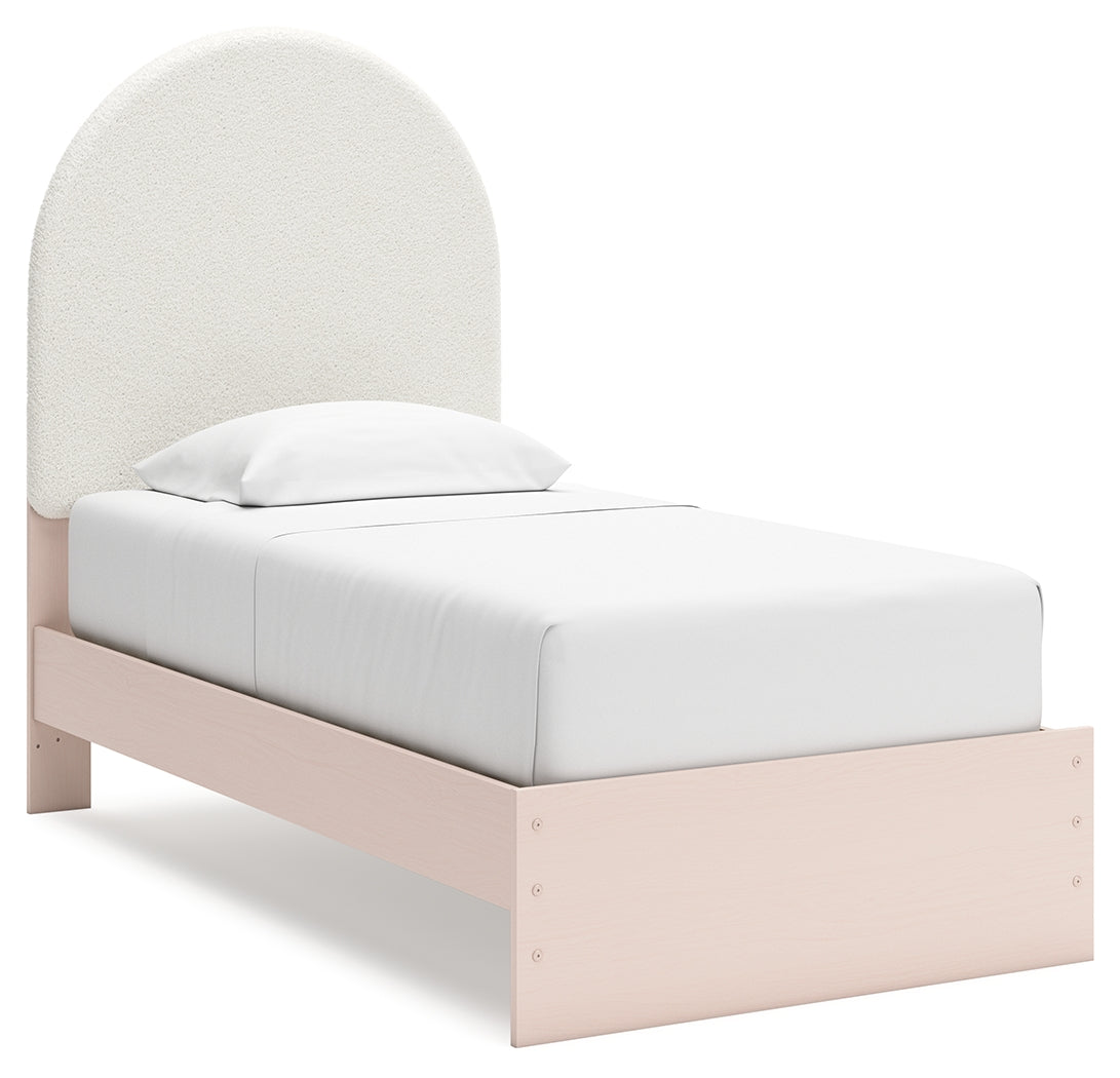 Wistenpine Twin Upholstered Panel Bed with Dresser in Blush - PKG018721