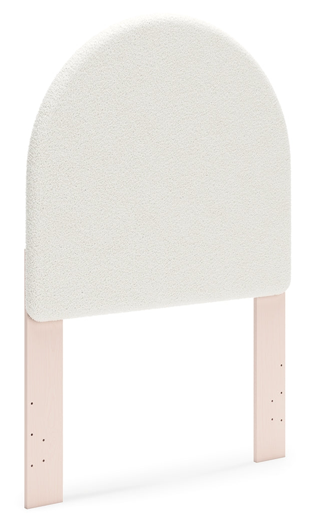 Wistenpine Twin Upholstered Panel Headboard with Dresser in Blush - PKG018711