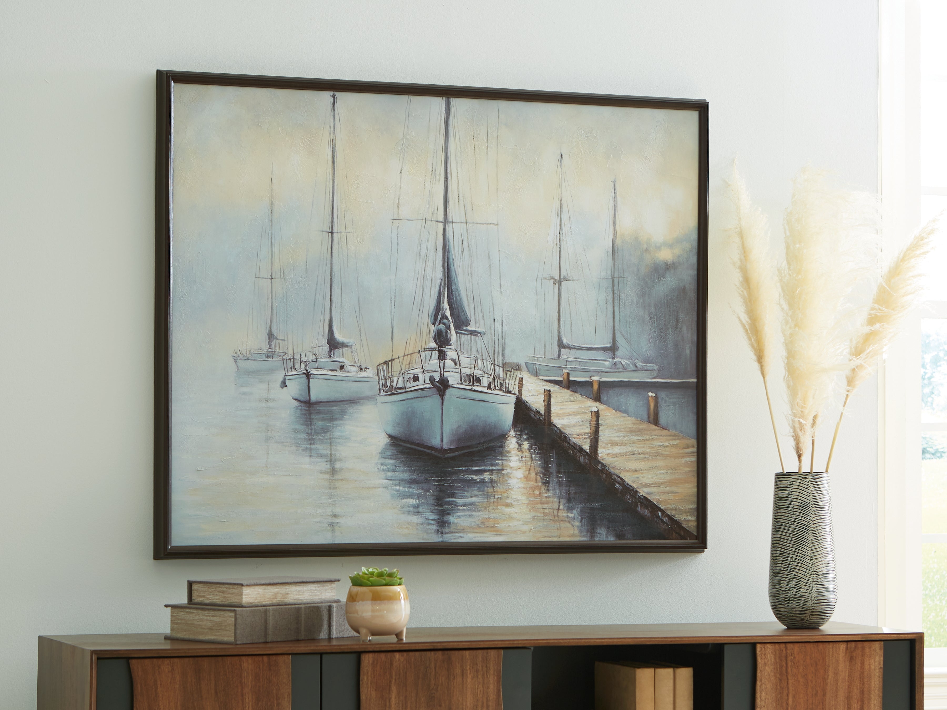 Worthney Blue/White/Brown Wall Art - A8000457