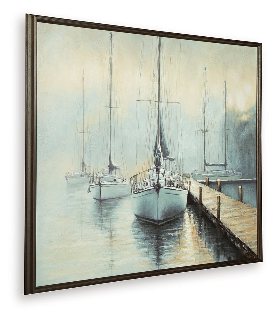 Worthney Blue/White/Brown Wall Art - A8000457