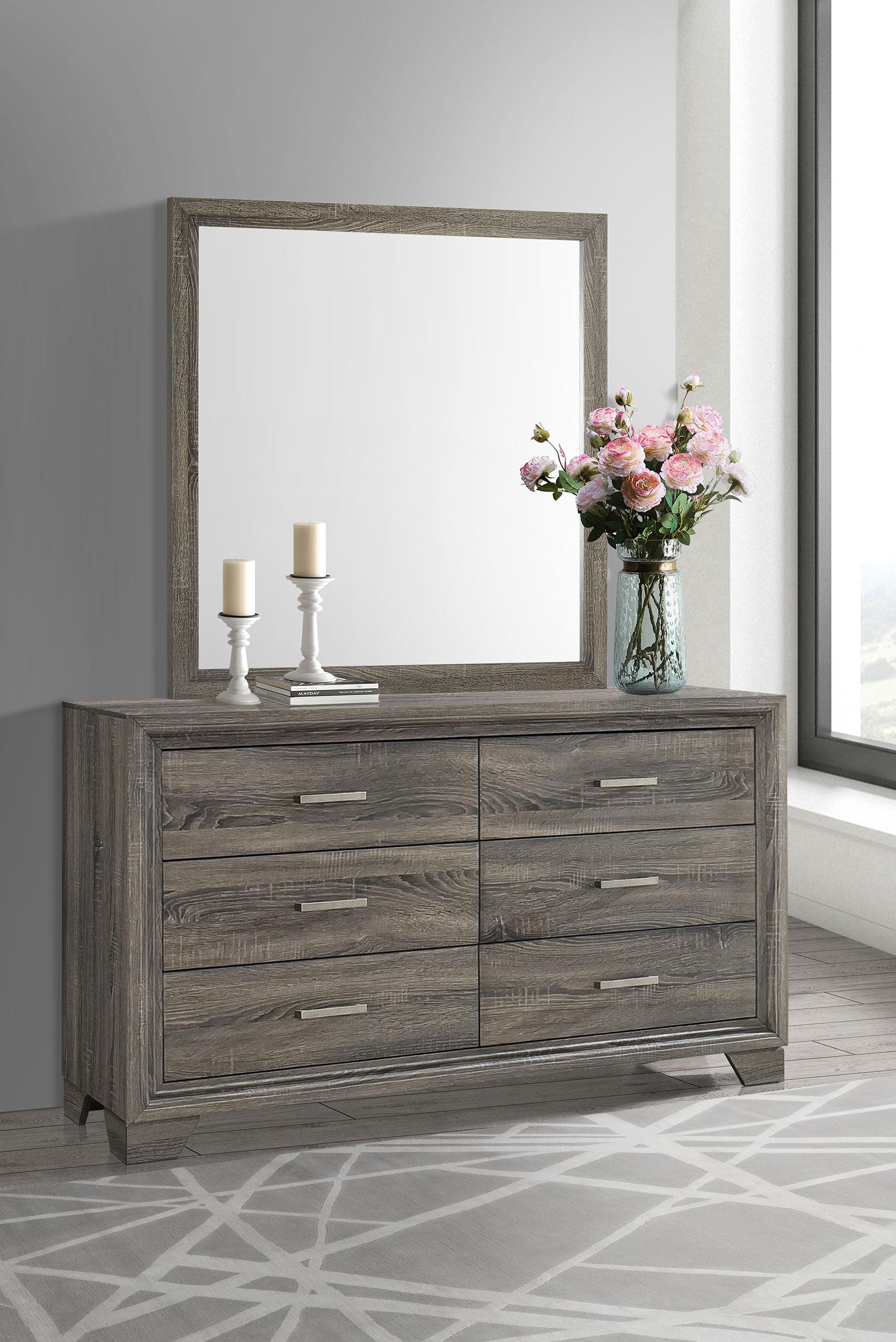 Wright 6-drawer Dresser and Mirror Brown Oak - 223343M