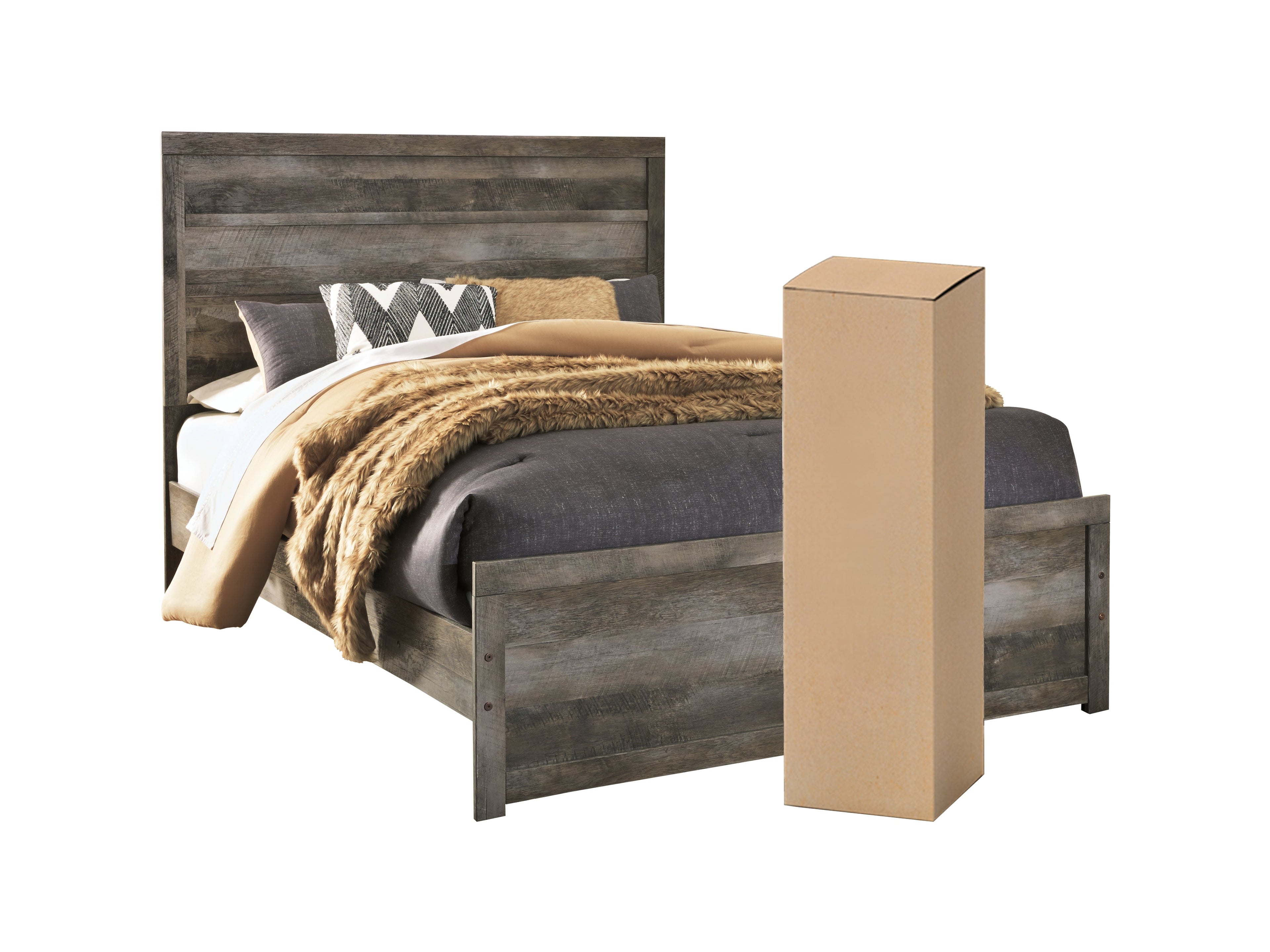 Wynnlow Queen Panel Bed with Mattress in Gray - PKG008841