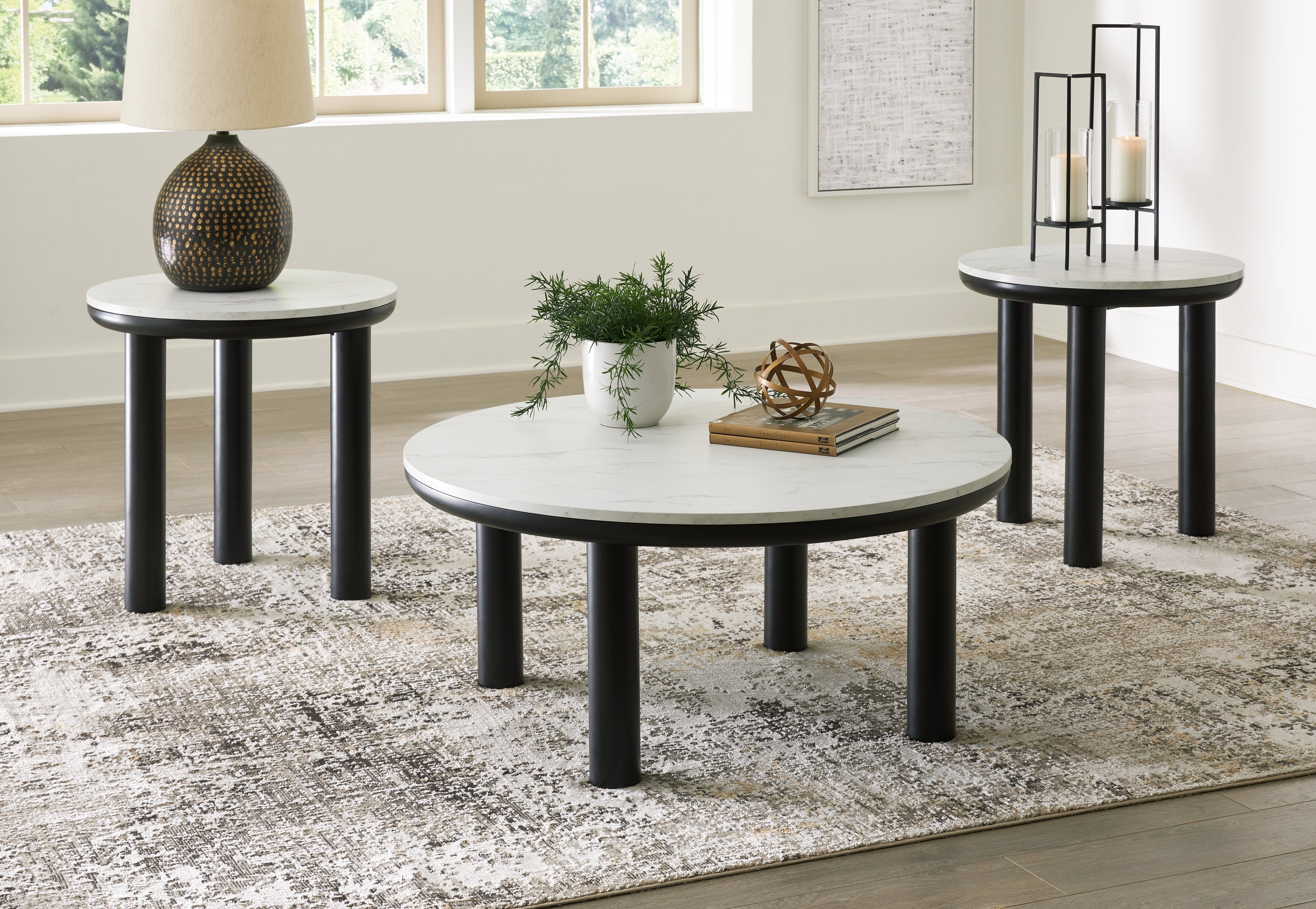 Xandrum Black/White Table (Set of 3) - T159-13 - Bien Home Furniture & Electronics