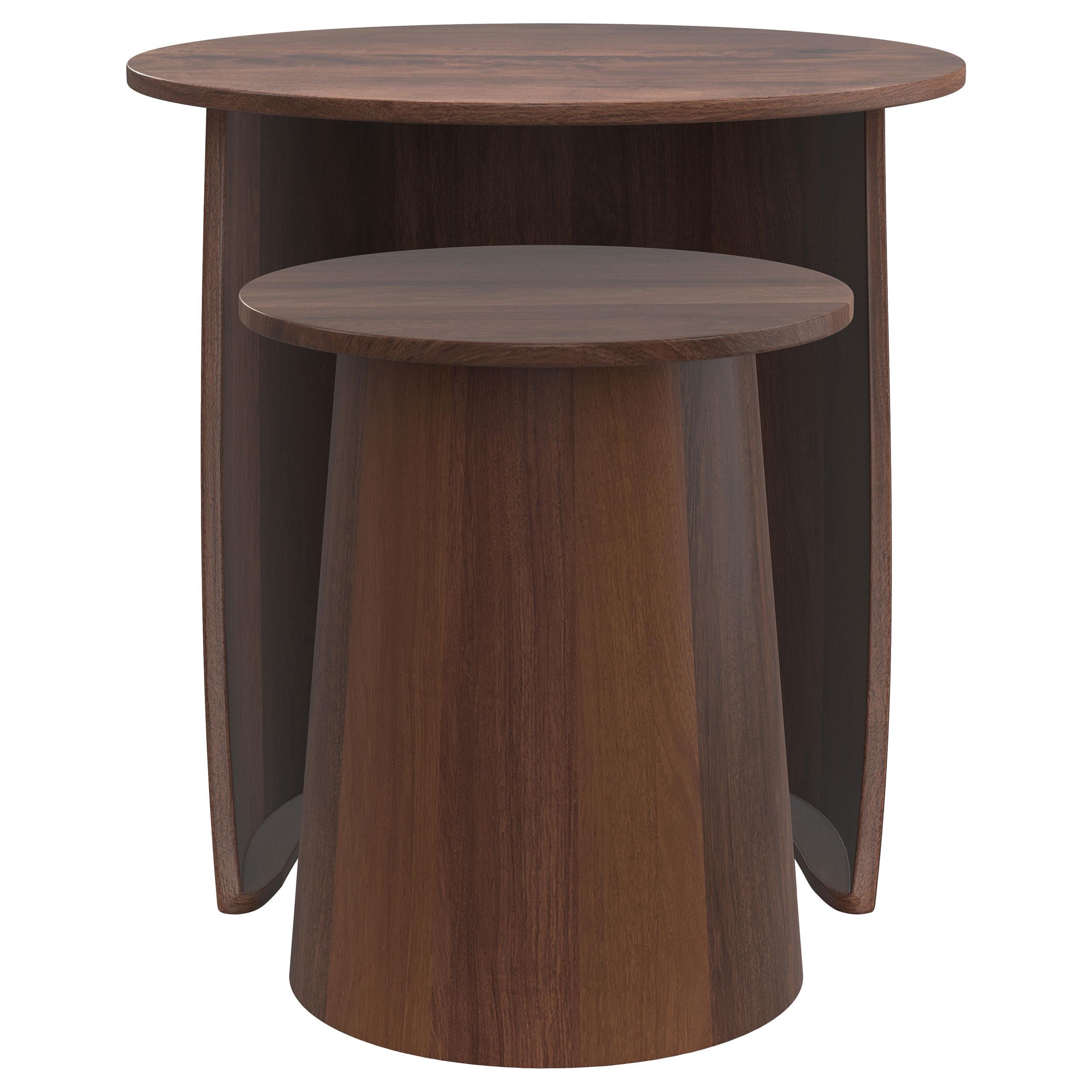 Yency 2-piece Solid Wood Round Nesting Table Mango Brown - 930330