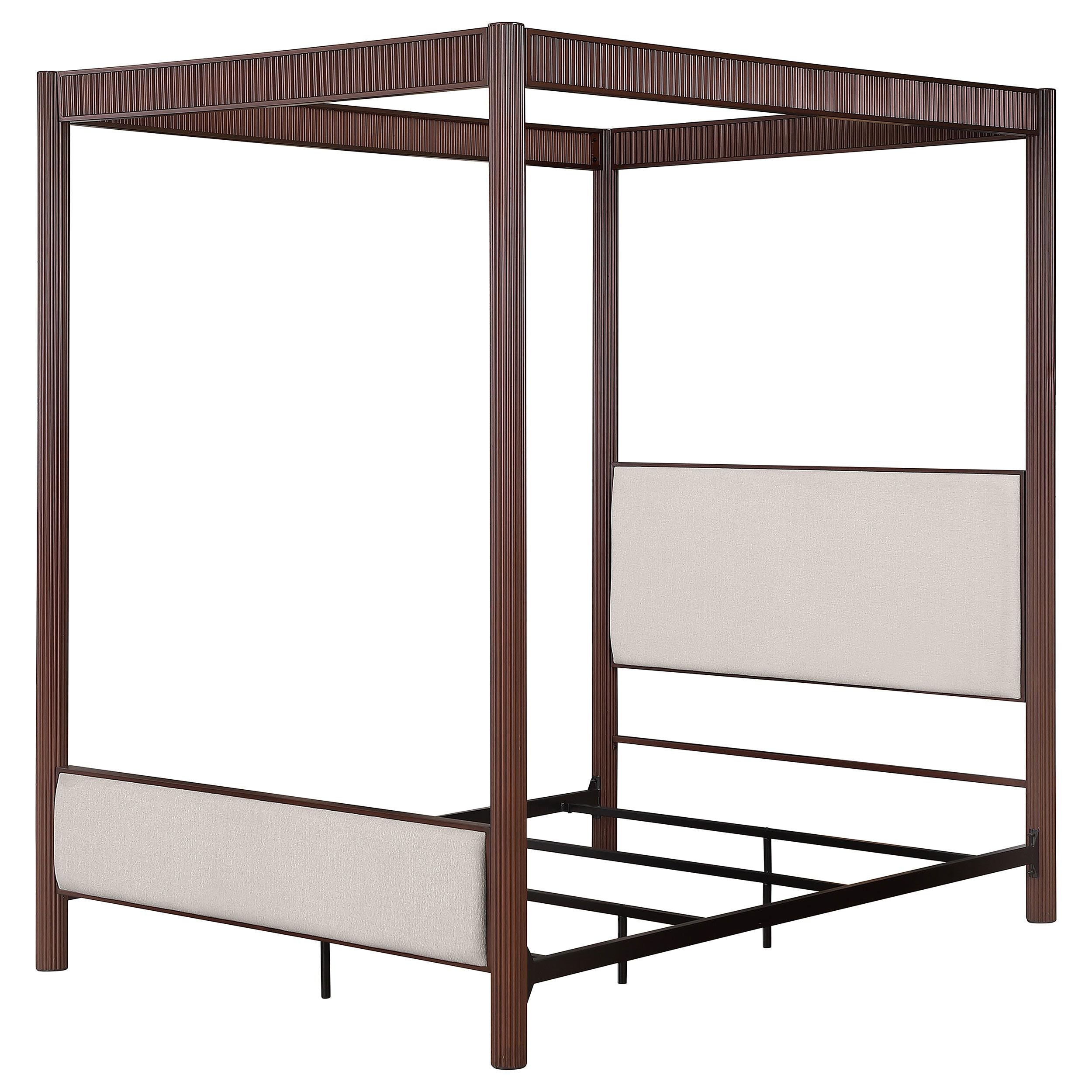 Zimmerleee 89-inch Metal Eastern King Canopy Bed Rust Brown - 360331KE