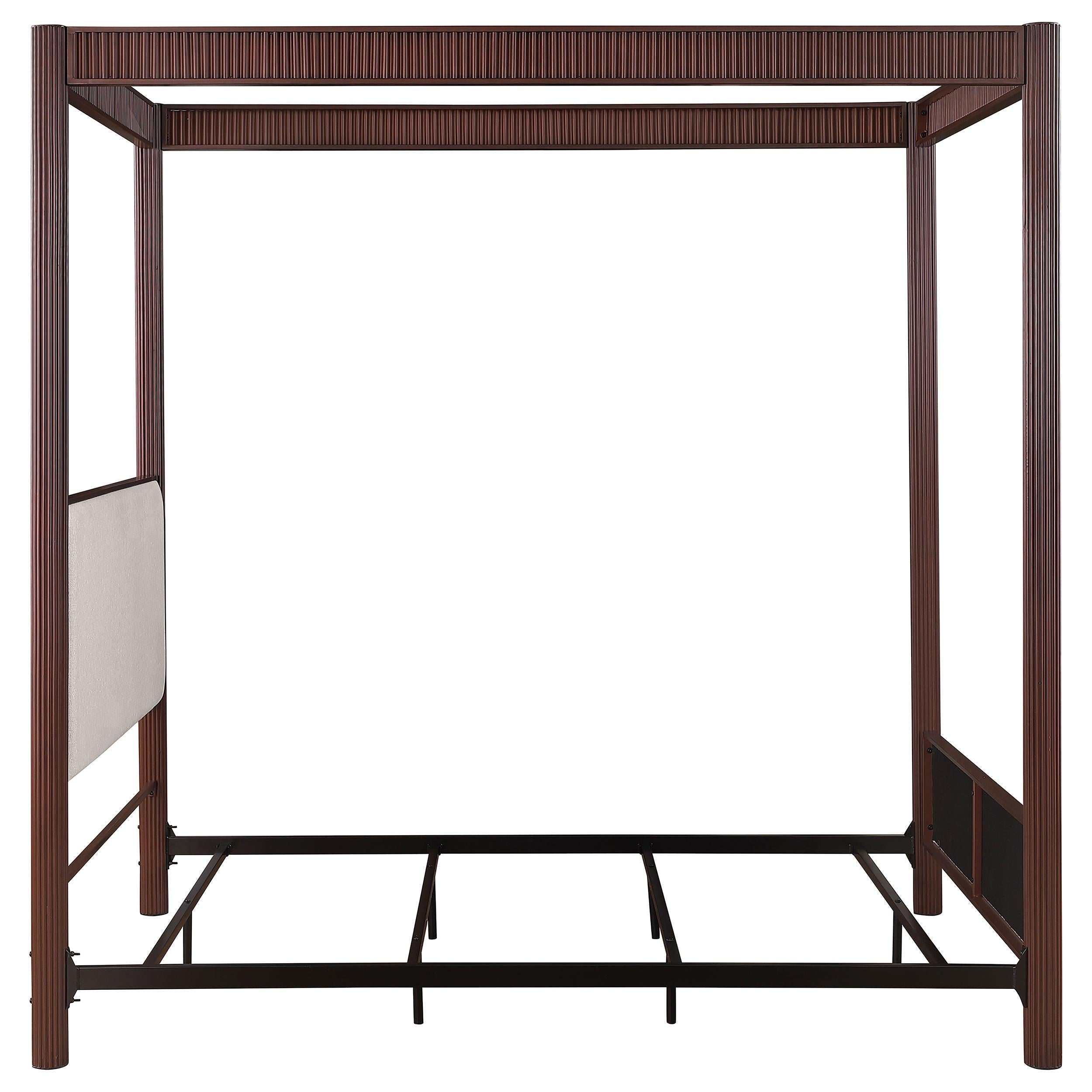Zimmerleee 89-inch Metal Eastern King Canopy Bed Rust Brown - 360331KE