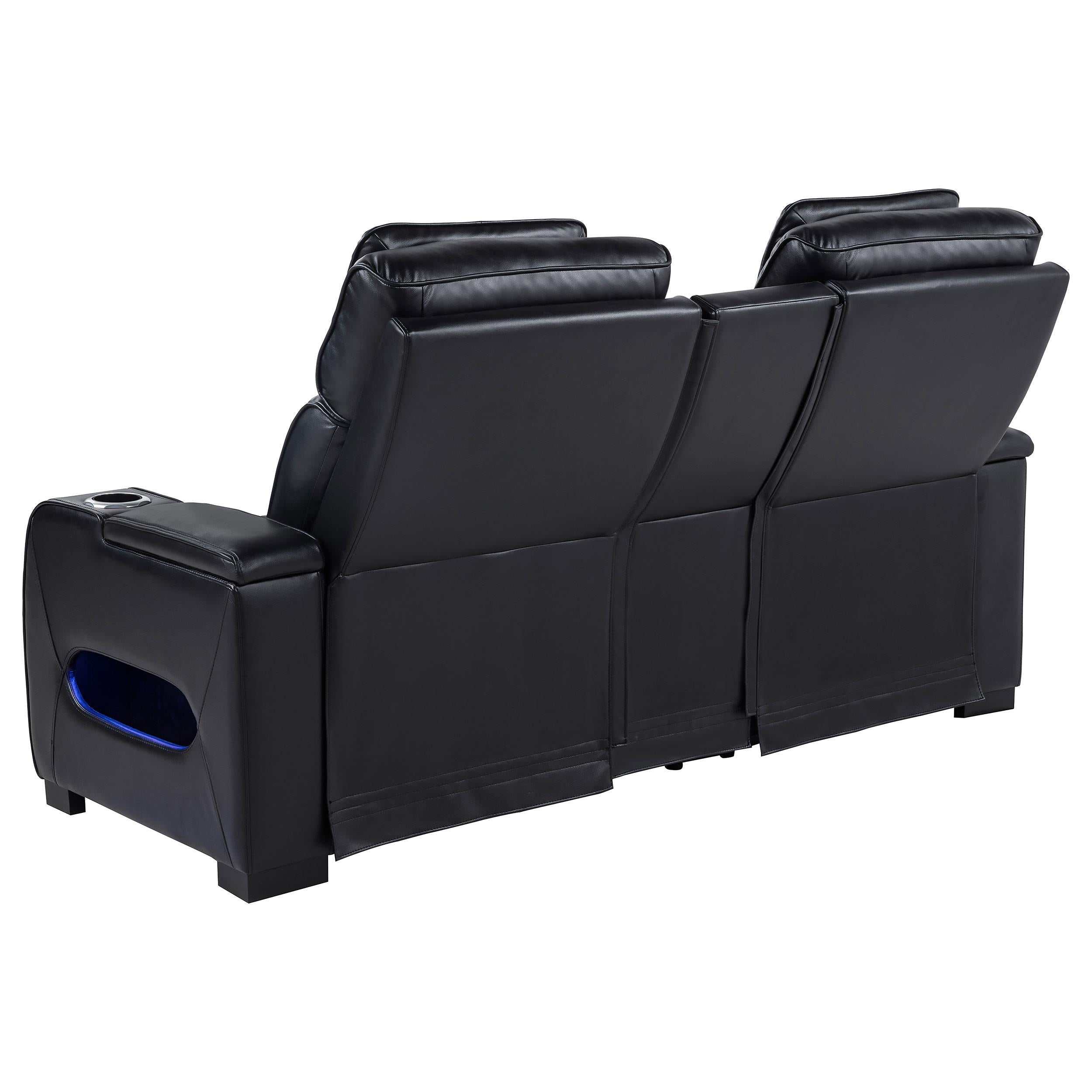 Zuma Faux Leather Dual Power Reclining LED Loveseat Black - 603252PP