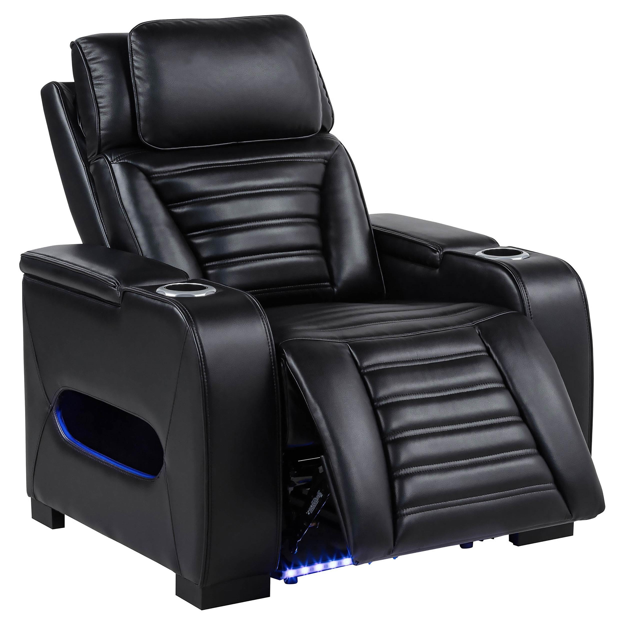 Zuma Faux Leather Upholstered Dual Power LED Recliner Black - 603253PP