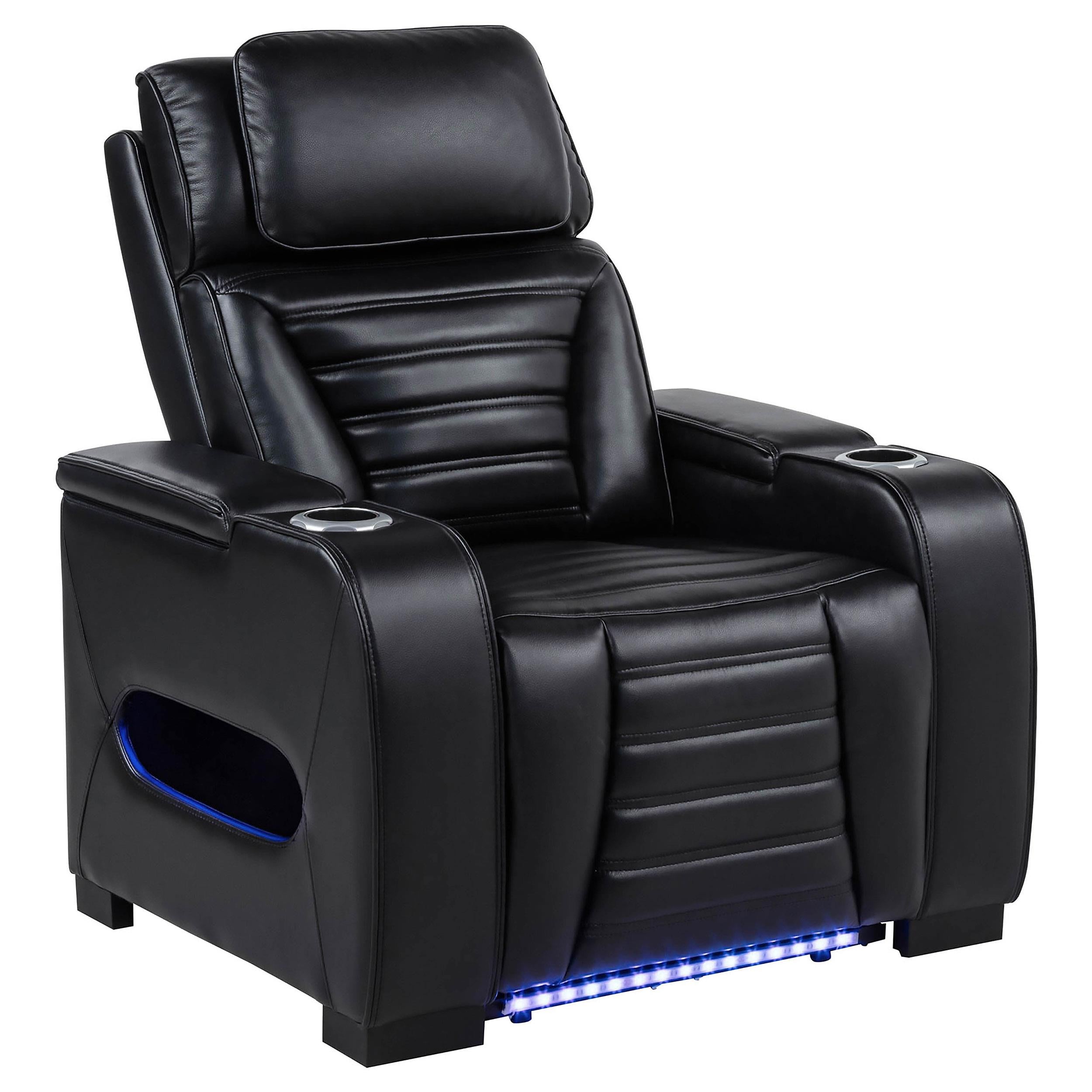 Zuma Faux Leather Upholstered Dual Power LED Recliner Black - 603253PP