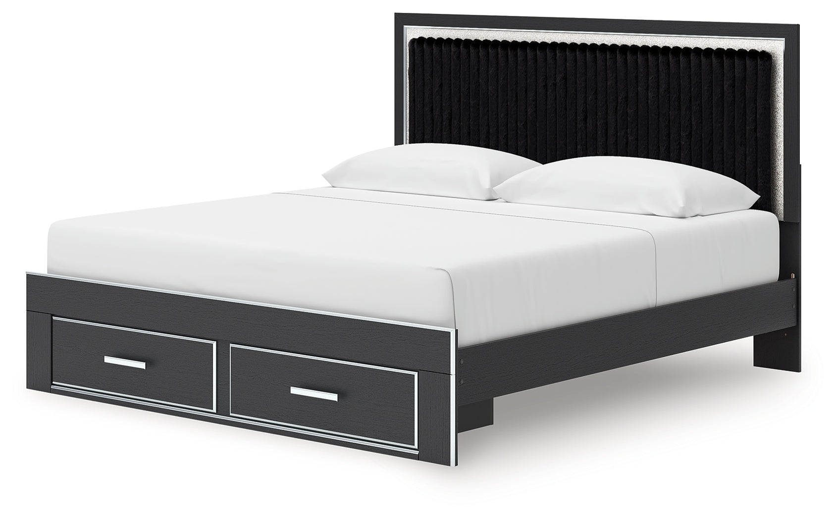 Zuraleus Black King Upholstered Panel Storage Bed - PCB3380B11