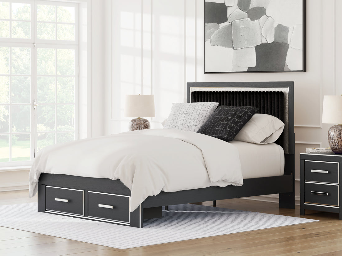 Zuraleus Black Queen Upholstered Panel Storage Bed - PCB3380B4