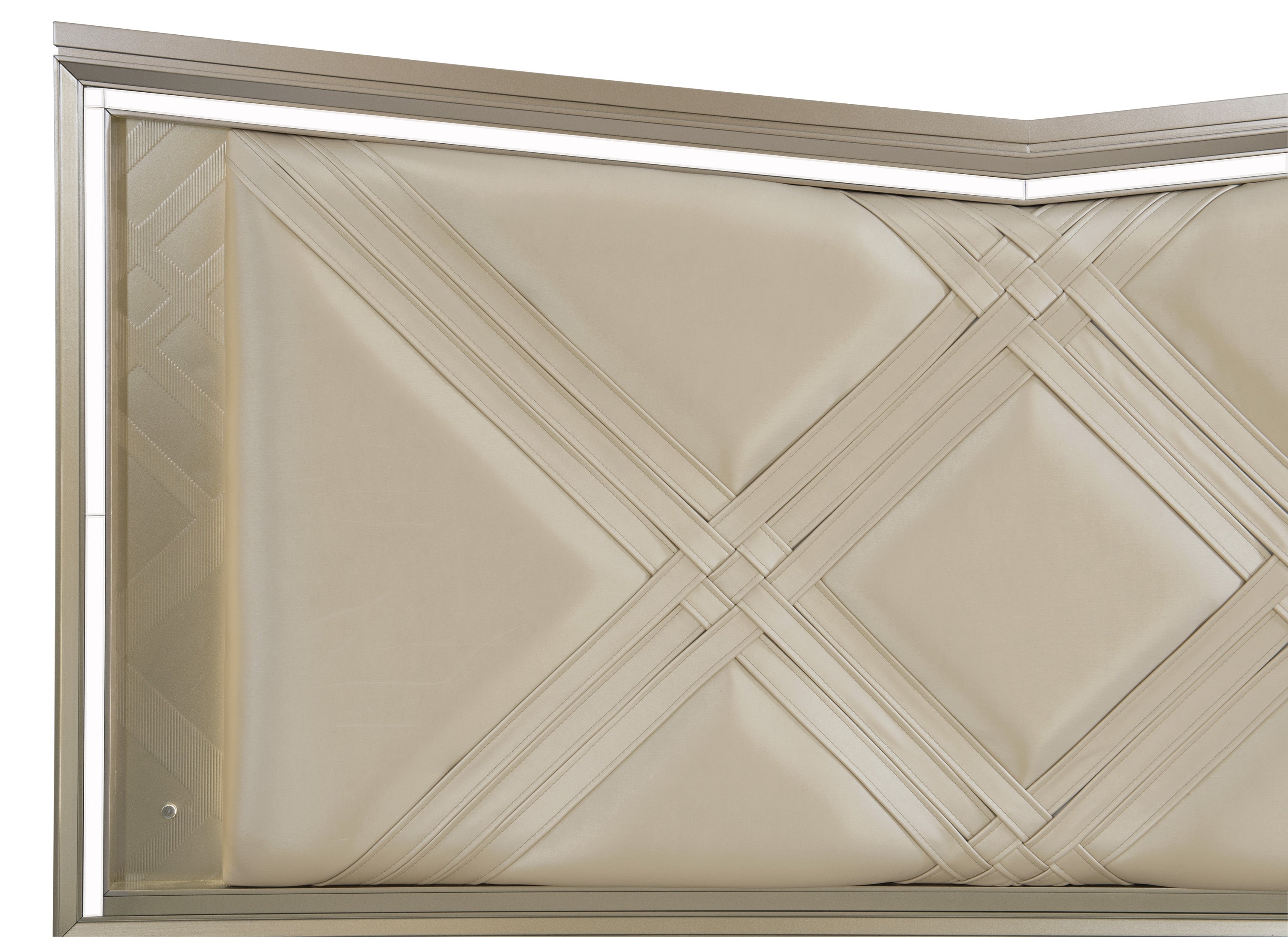 1522K-1EK* (3)K BED W/ FB STRGE & LED, CHAMPAGNE PU PANEL - 1522K-1EK* - Bien Home Furniture & Electronics
