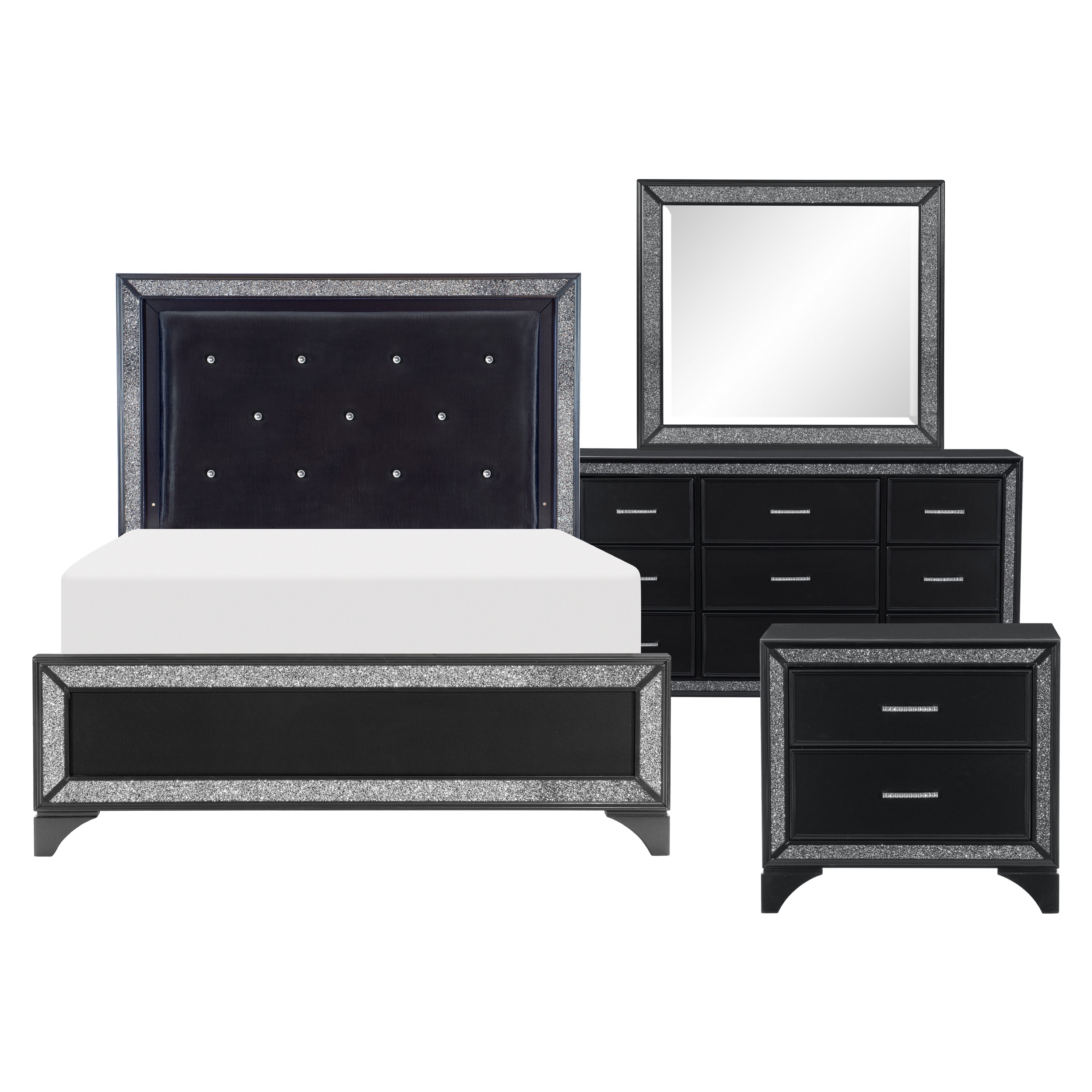 1572BK-1*4 4pc Set (QB+NS+DR+MR) - 1572BK-1*4 - Bien Home Furniture & Electronics