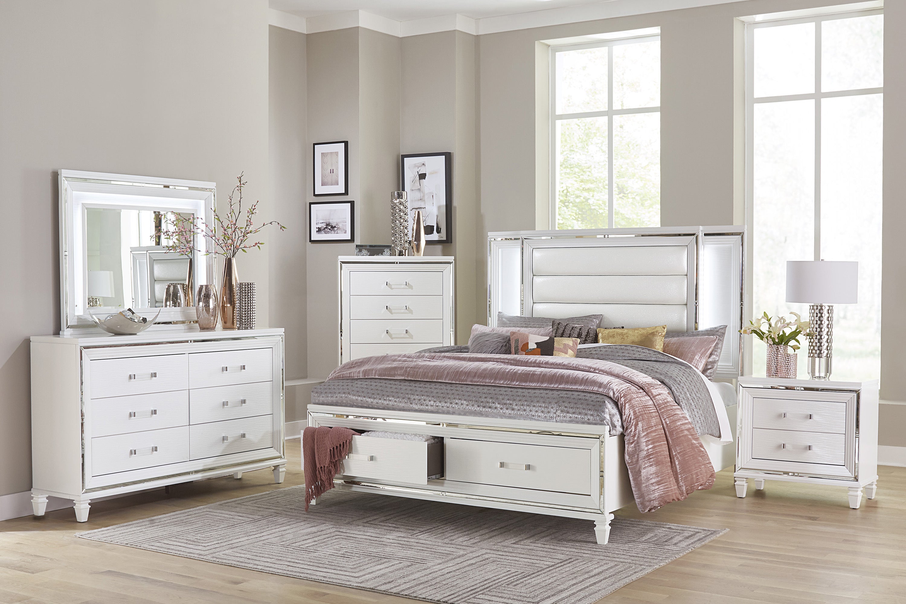 1616WK-1EK* (3) Eastern King Platform Bed with LED Lighting and Footboard Storage - 1616WK-1EK* - Bien Home Furniture & Electronics