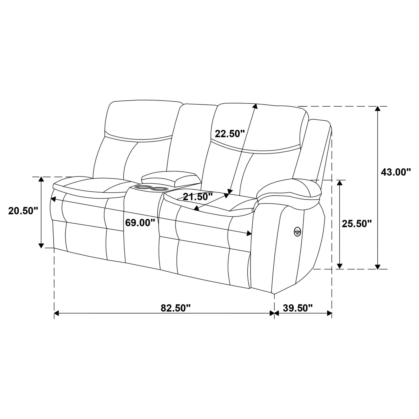 3 PC POWER SECTIONAL - 610200P - Bien Home Furniture & Electronics