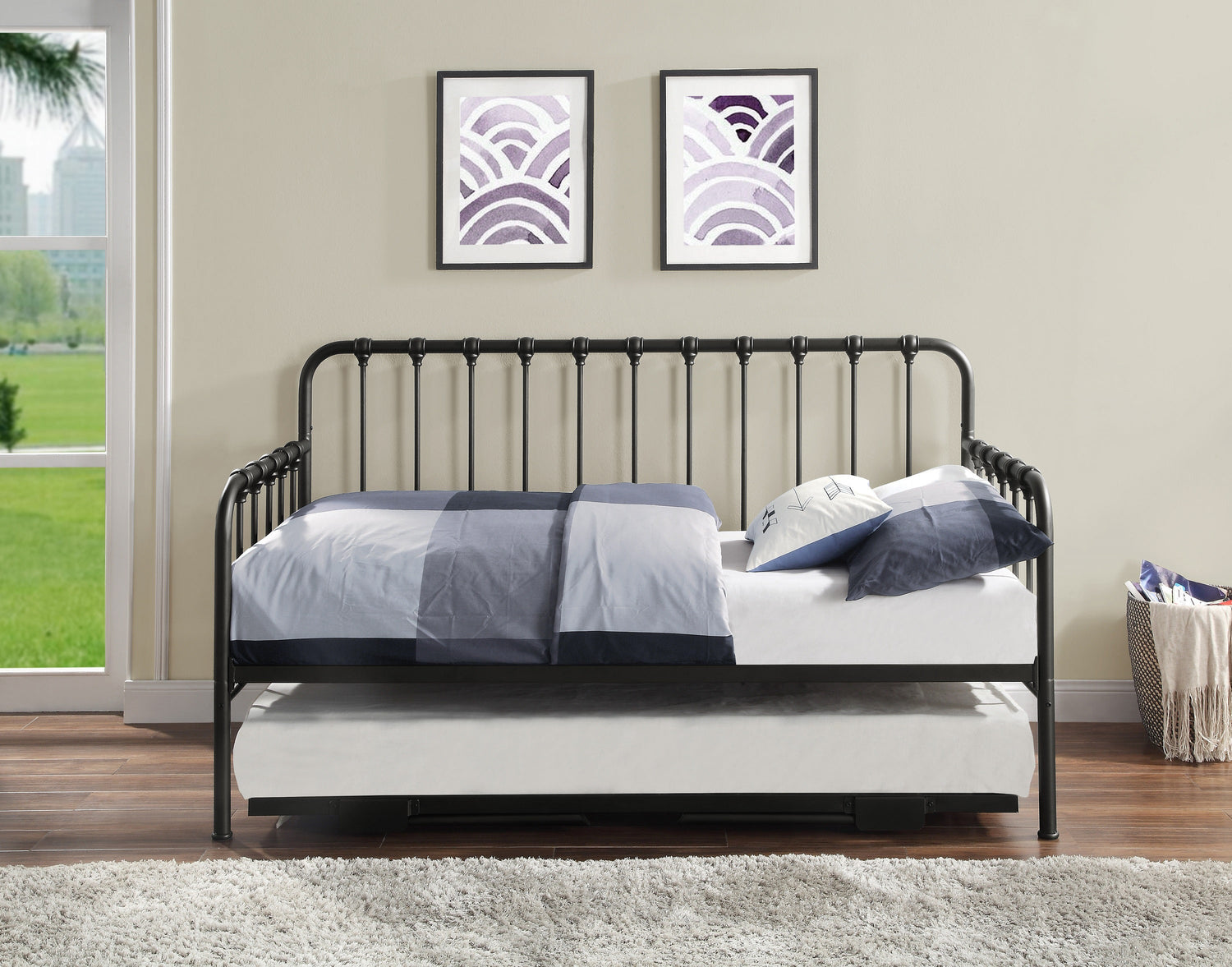 4983MBK-NT DAYBED WITH LIFT-UP TRUNDLE, BLACK, 3A - 4983MBK-NT - Bien Home Furniture & Electronics