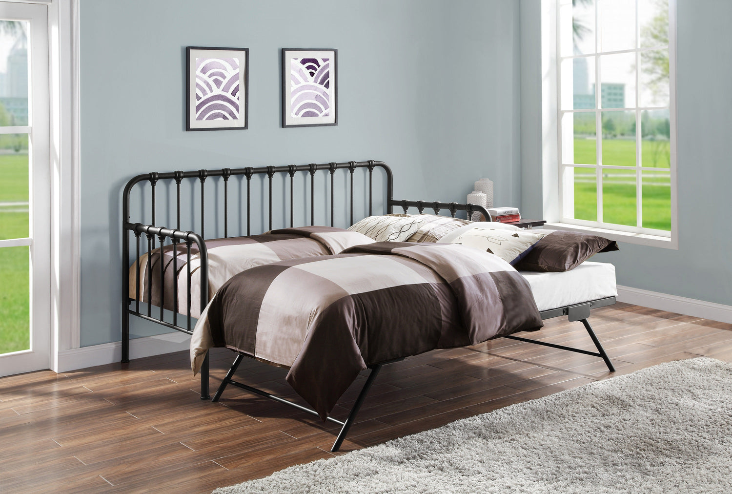 4983MBK-NT DAYBED WITH LIFT-UP TRUNDLE, BLACK, 3A - 4983MBK-NT - Bien Home Furniture & Electronics
