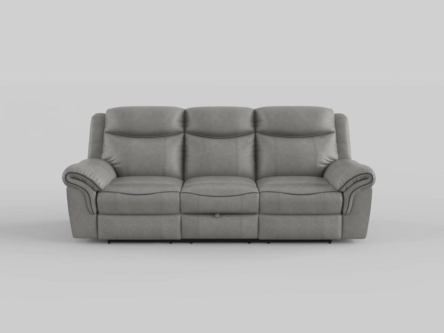 8206BRW-3 Double Reclining Sofa with Center Drop-Down Cup Holders, Receptacles, Hidden Drawer and USB Ports - 8206BRW-3 - Bien Home Furniture & Electronics
