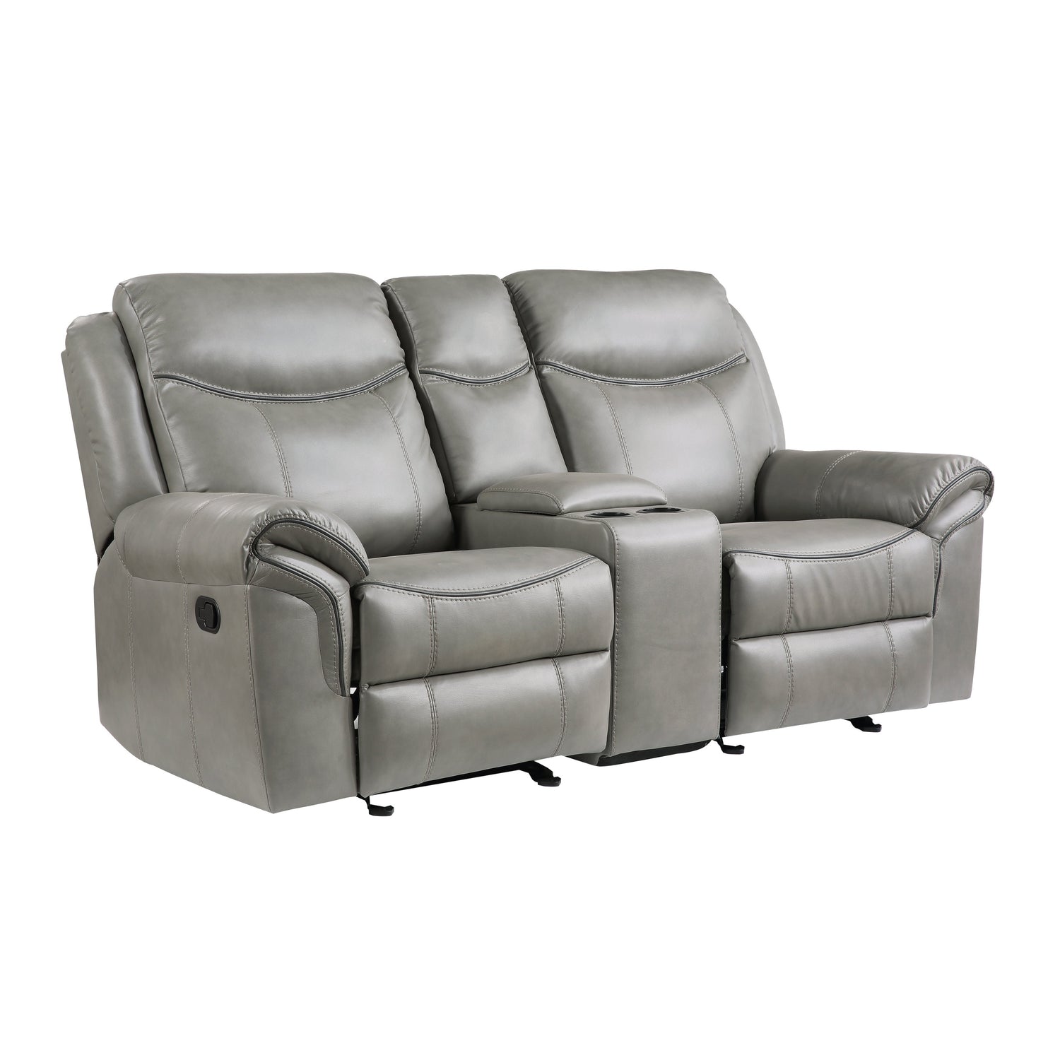 8206GRY-2 Double Glider Reclining Loveseat with Center Console, Receptacles and USB Ports - 8206GRY-2 - Bien Home Furniture & Electronics