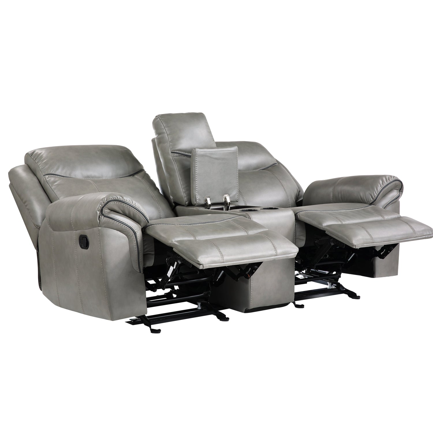 8206GRY-2 Double Glider Reclining Loveseat with Center Console, Receptacles and USB Ports - 8206GRY-2 - Bien Home Furniture & Electronics